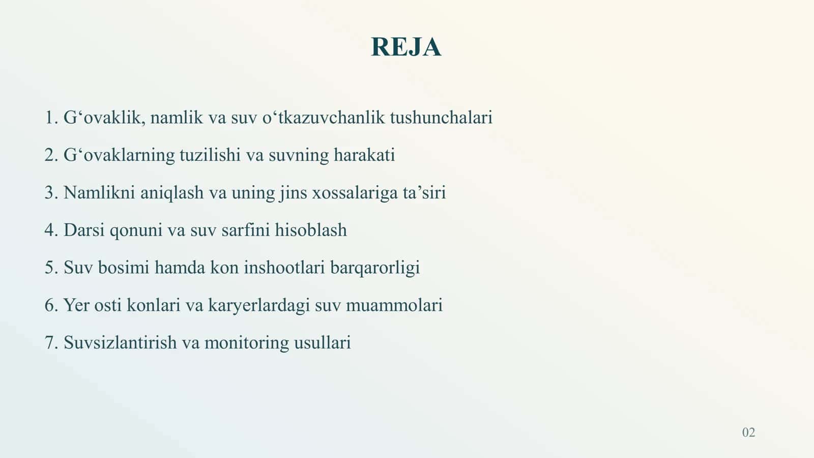 Tog‘ jinslarining g‘ovakligi, namligi va suv o‘tkazuvchanligining kon ishlariga ta’siri 2
