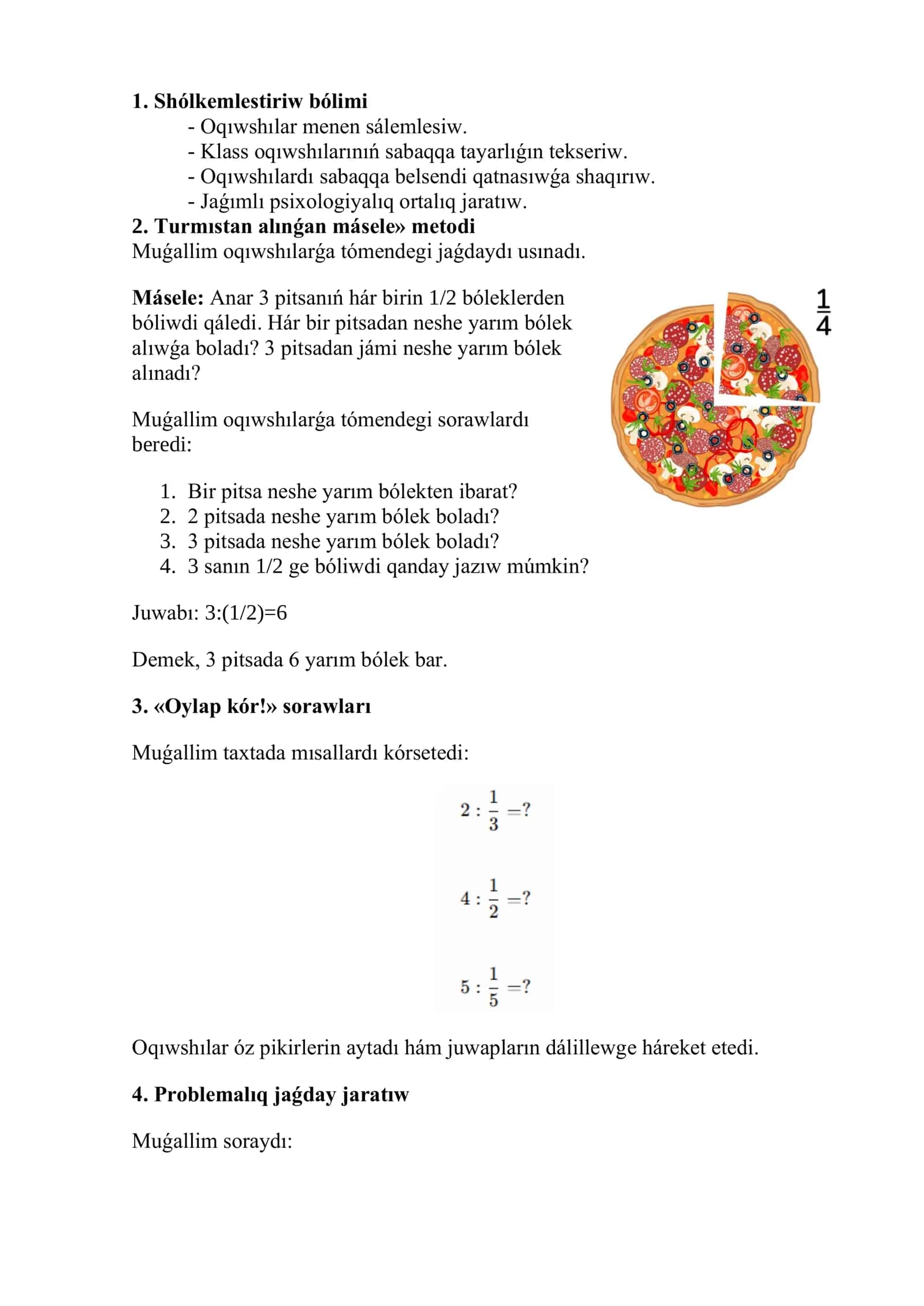 Matematika - Natural sandı durís bólshekke bóliw 2