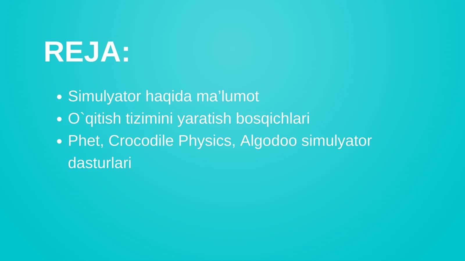 Simulyatorlar bilan ishlash usullari 2