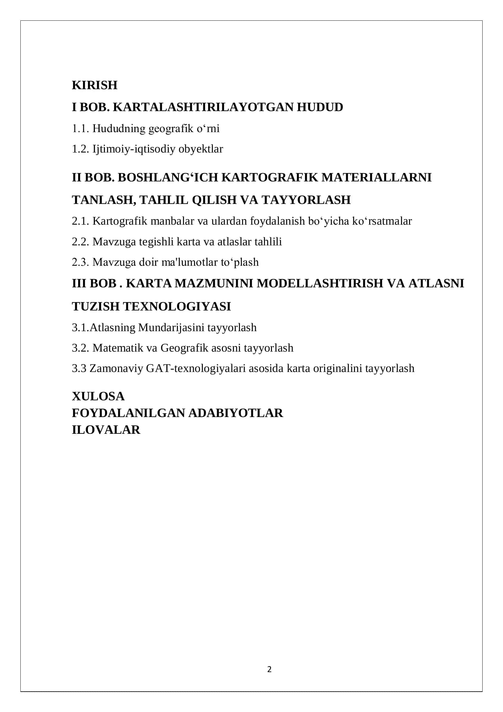 Xorazm viloyati donchilik atlasini loyihalash va tuzish 2