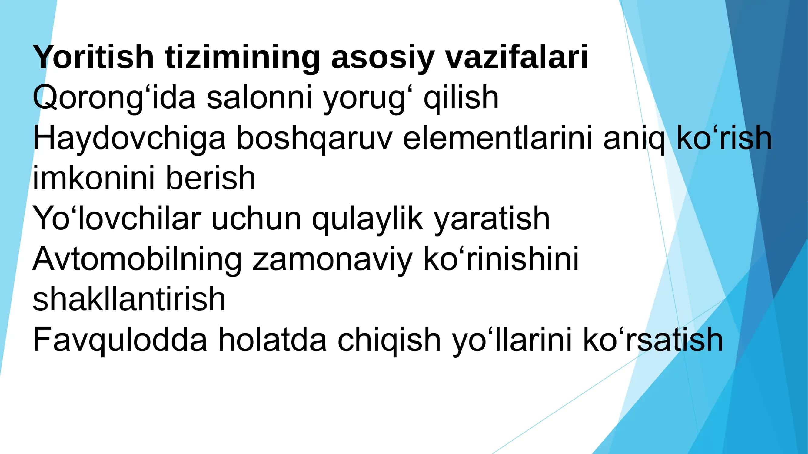 AVTOMOBIL SALONINI YORITISH TIZIMI 2