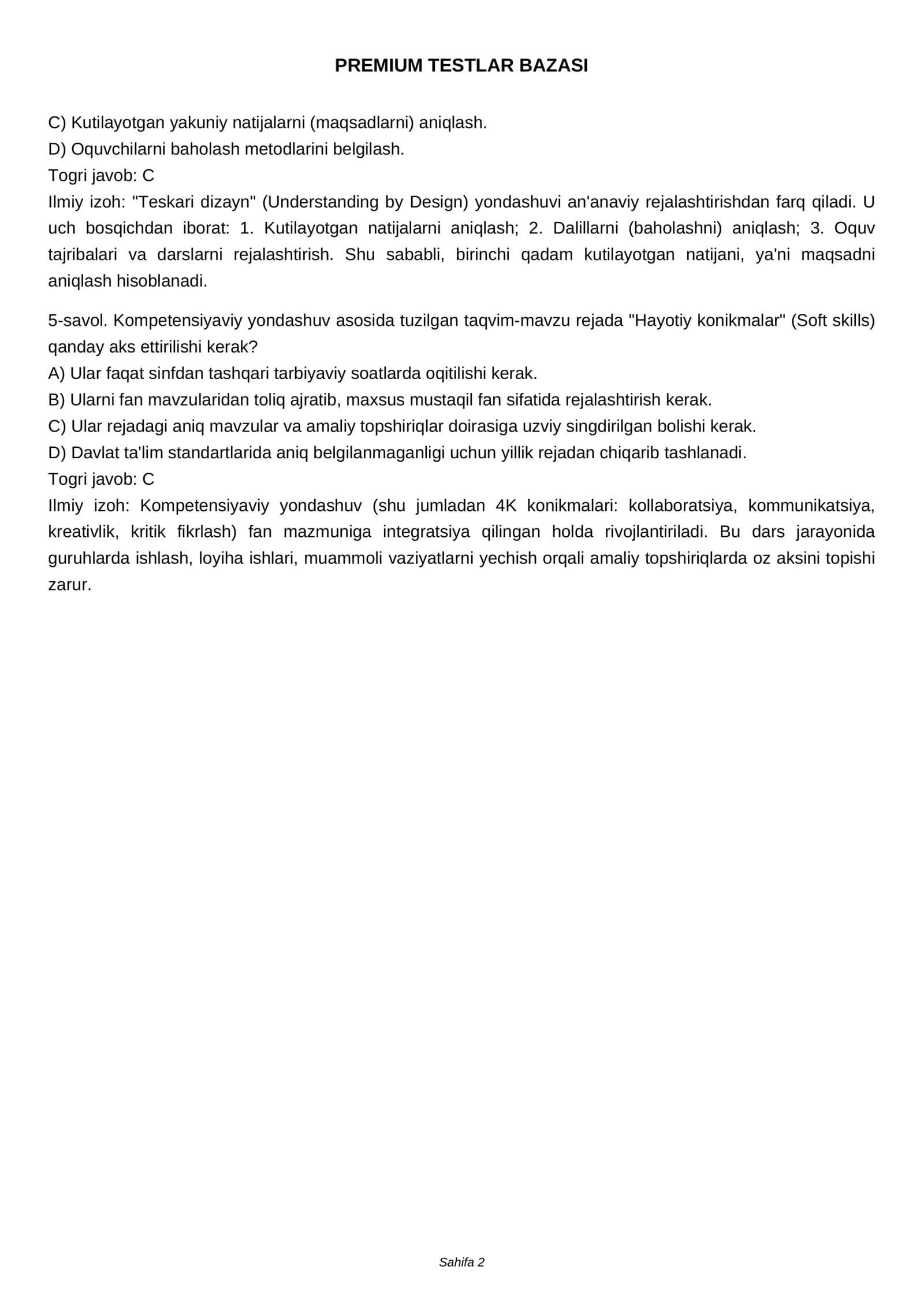 PREMIUM TESTLAR BAZASI 2