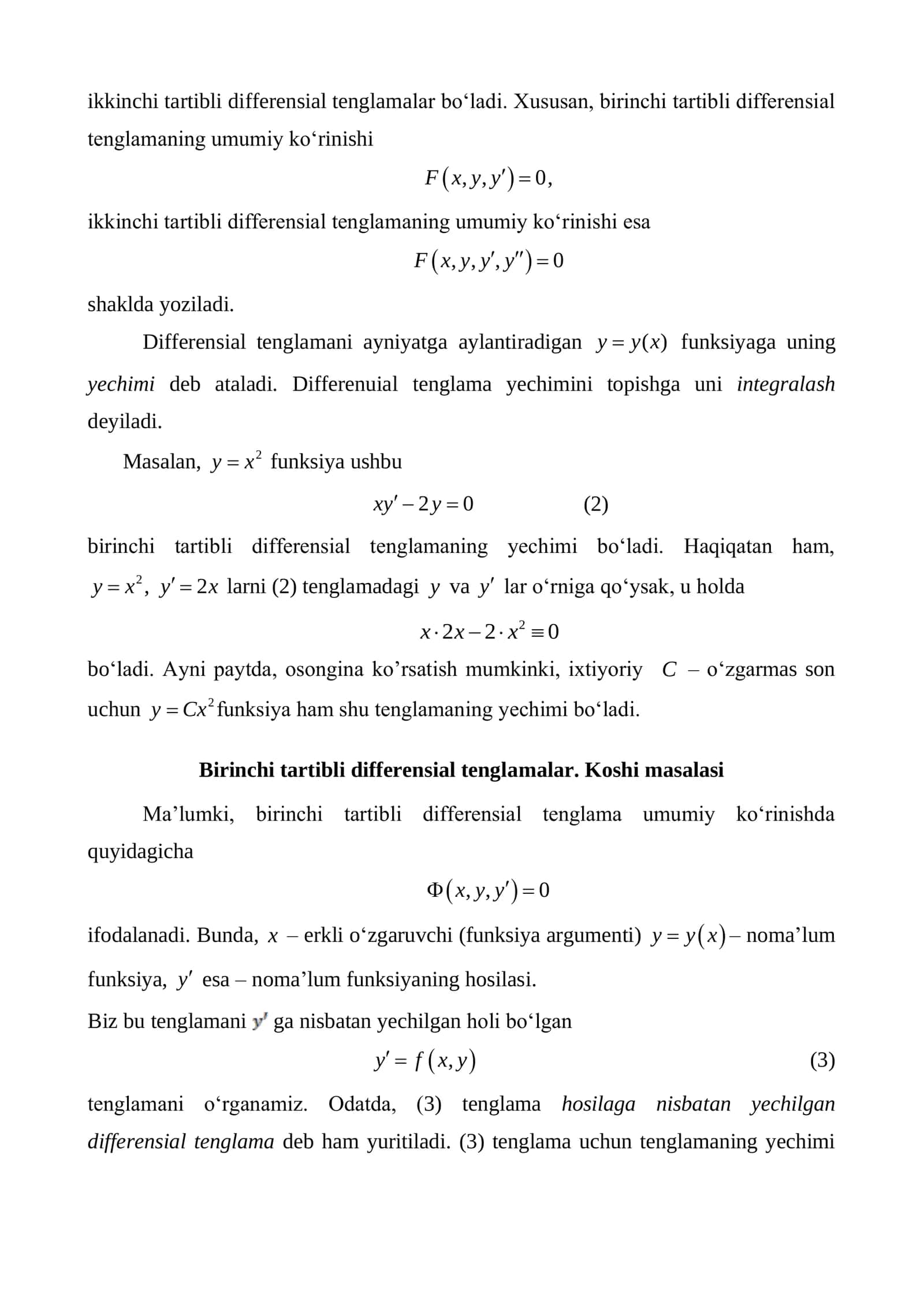 Differensial tenglamalar 2