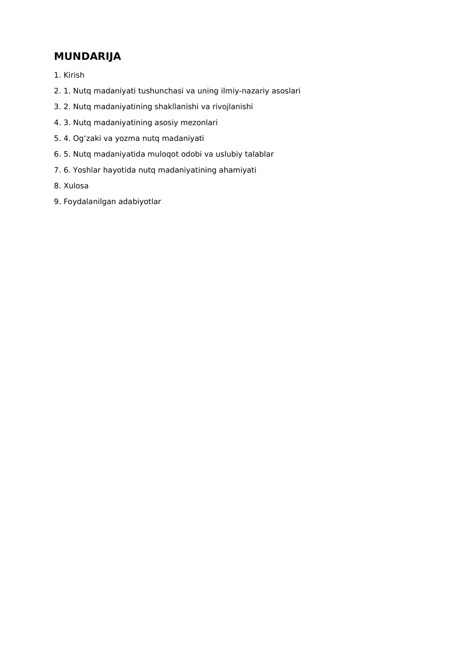 Nutq madaniyati va uning asosiy mezonlari — 10–15 betlik referat 2