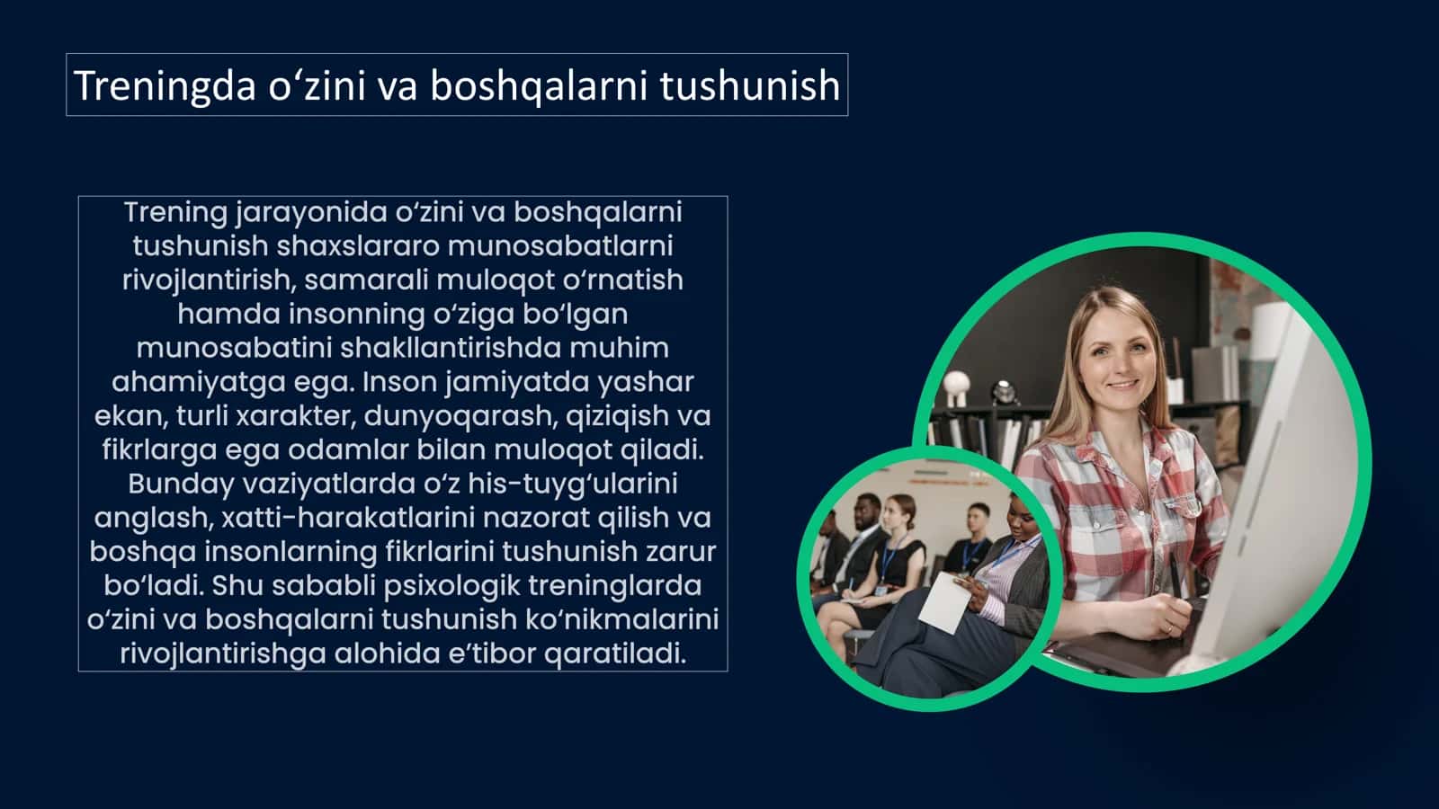 Treningda o’zini va boshqalarni tushunish 2