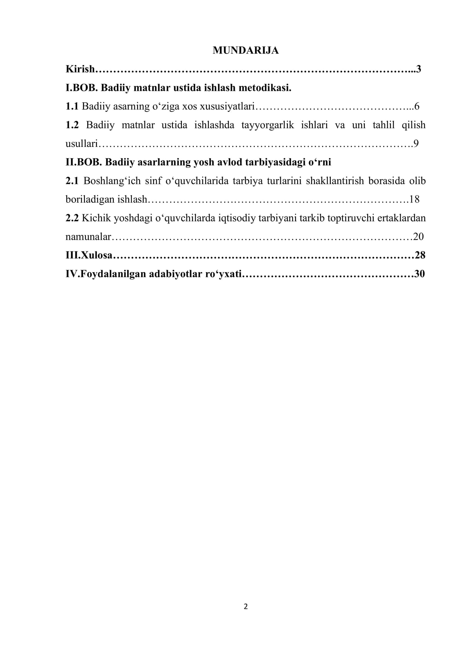 O‘qish darslarida badiiy matnlarni tahlil qilish asosida iqtisodiy tarbiya berish 2