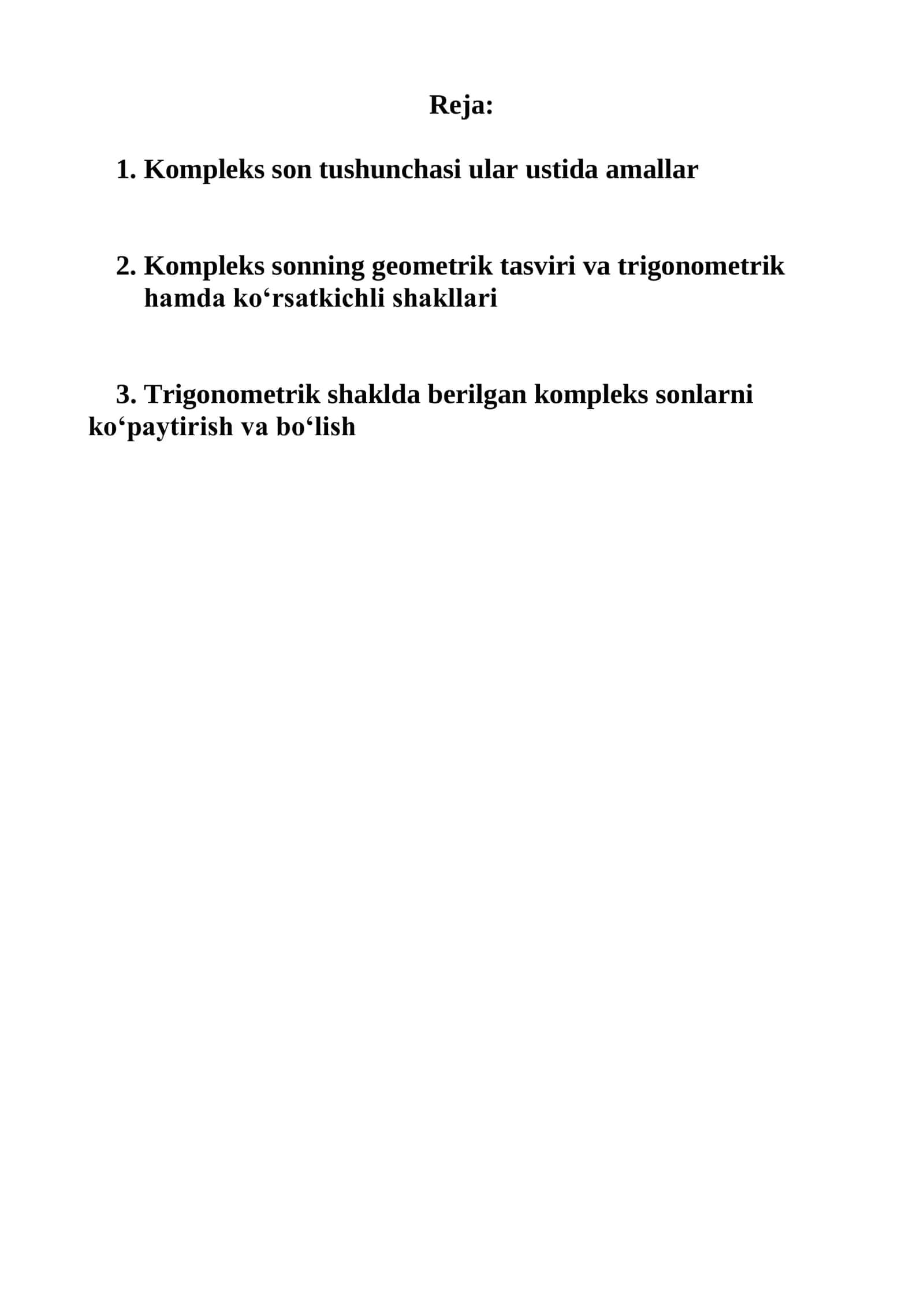 Kompleks sonlar algebrasi 2