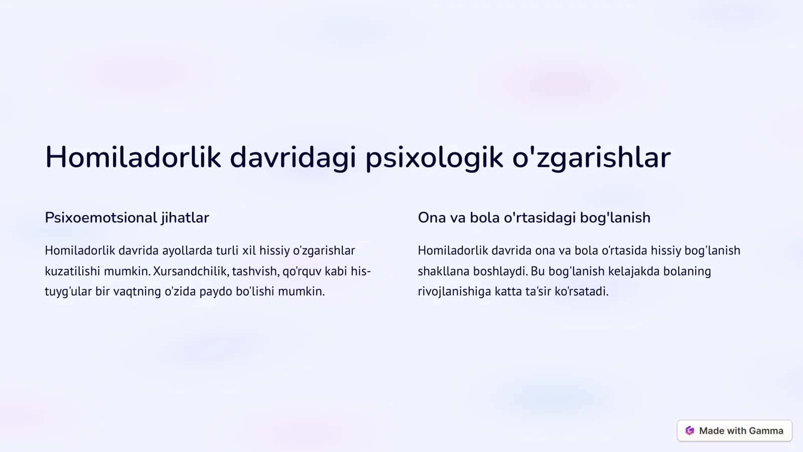 Perinatal psixologiyaning  umumiy konsepsiyalari 2