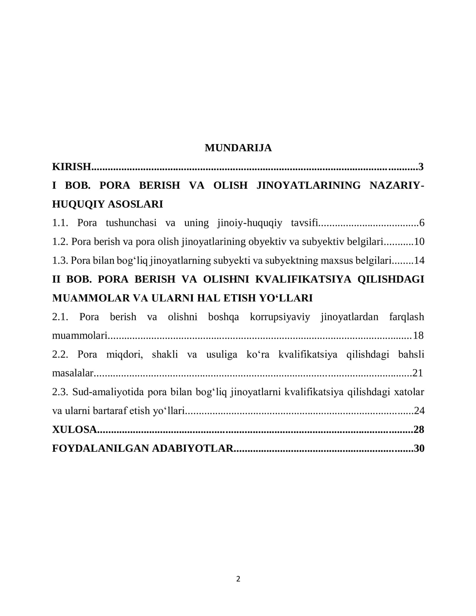 Pora berish va olish uchun jinoiy javobgarlikning kvalifikatsion muammolari 2