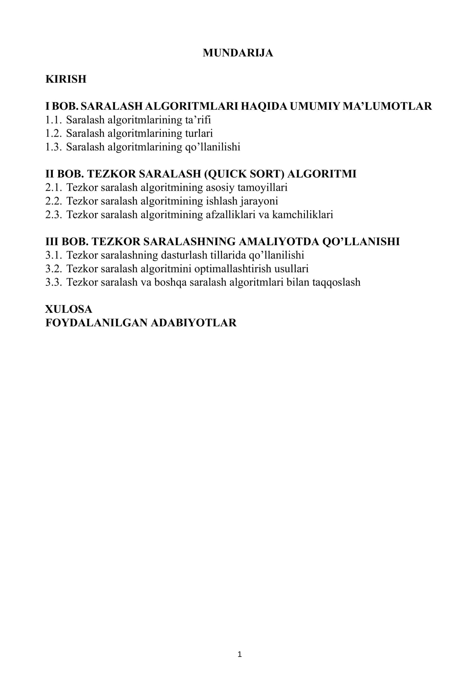 Tezkor saralash (Quick sort) 2
