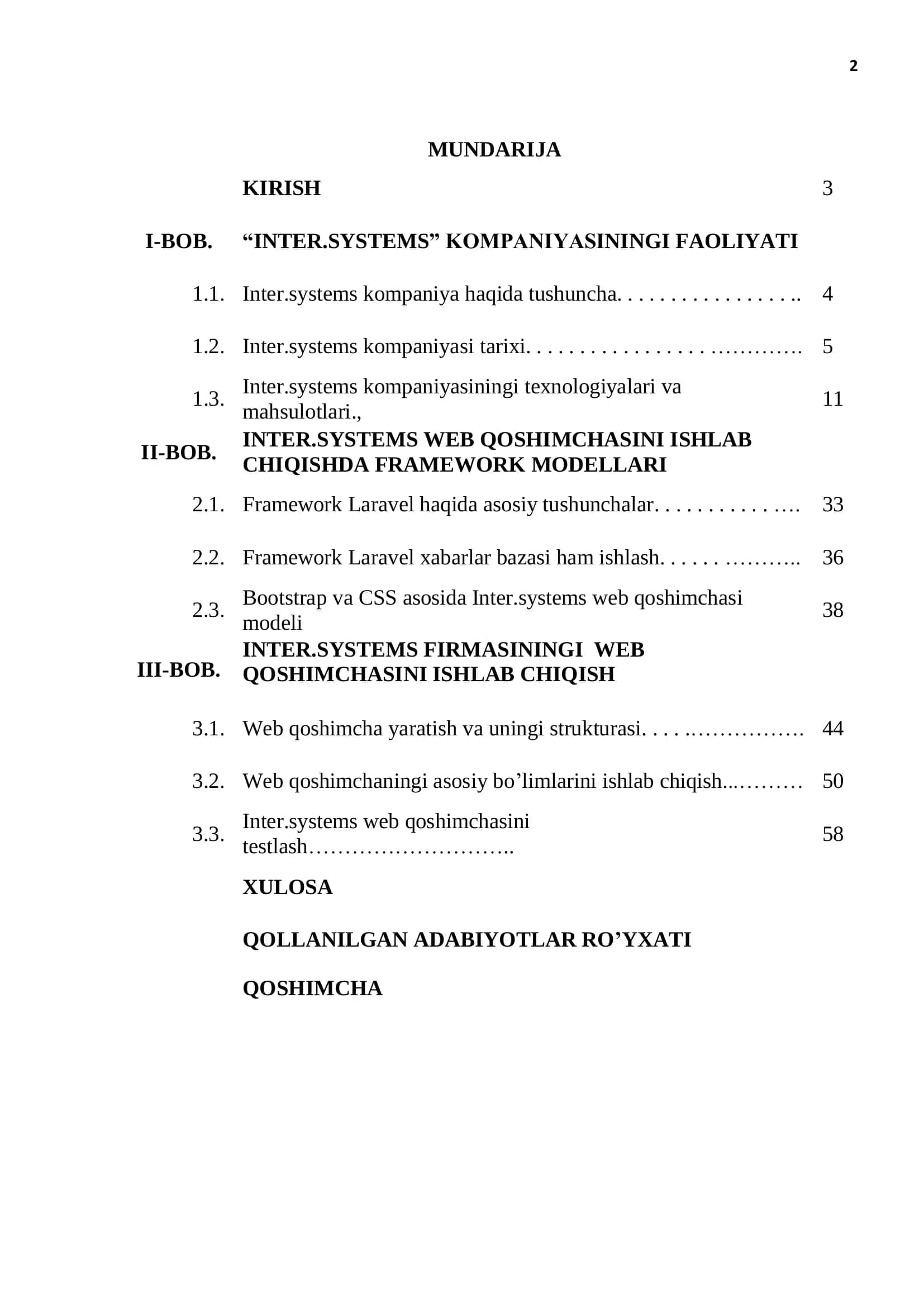 Avtomatlashtirilgan axborot tizimi web-qoshimcha ko’rinishida ishlab chiqish 2