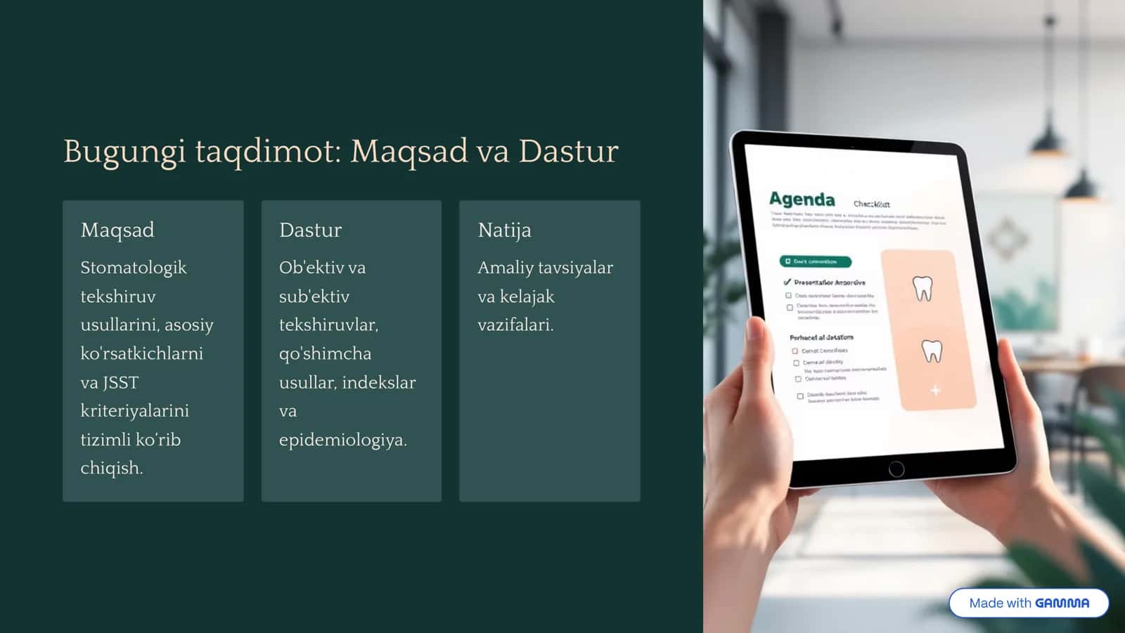 Stomatologik Statusni Tekshirish Usullari, Ko'rsatkichlar va JSST Kriteriylari 2