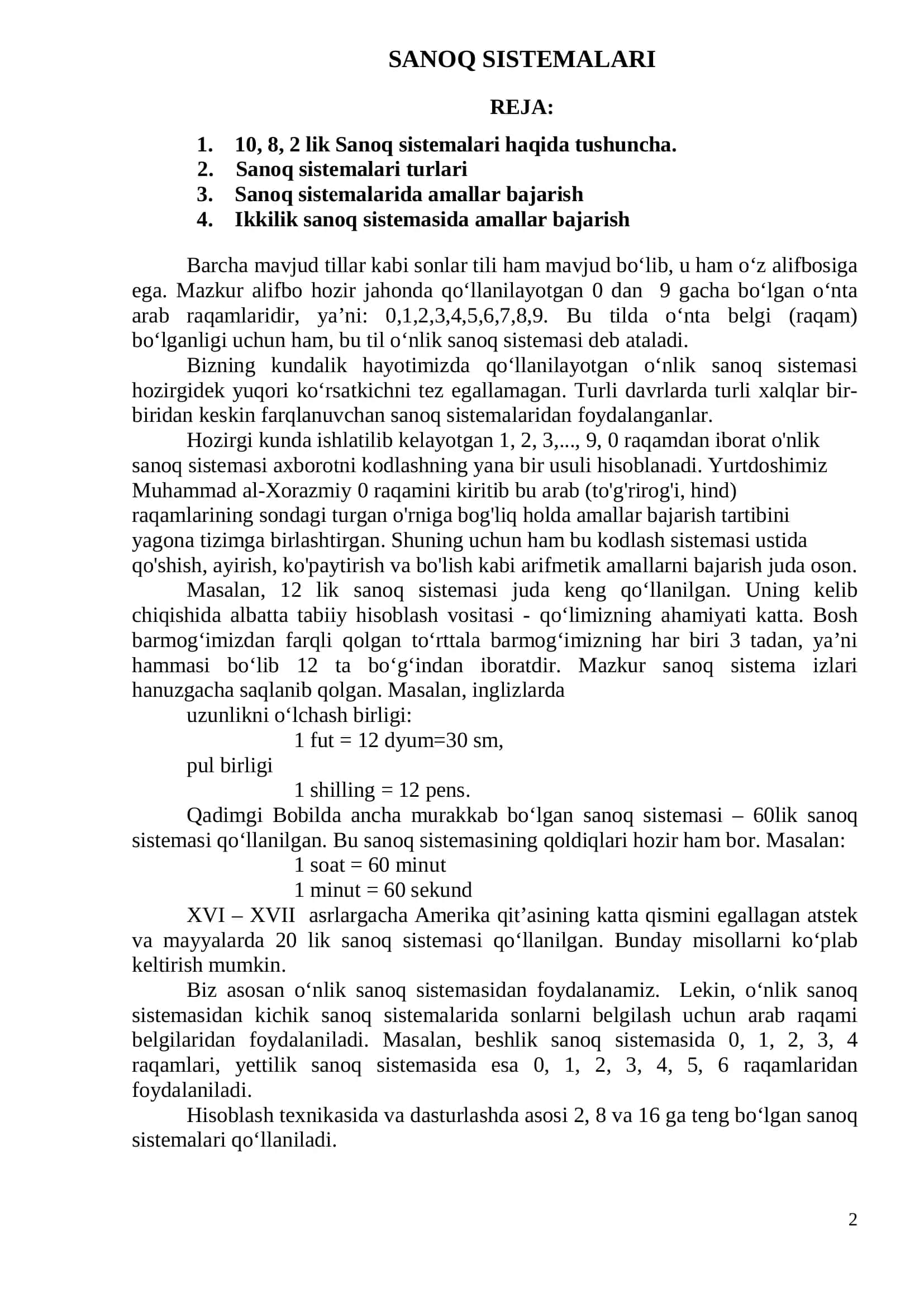SANOQ SISTEMALARI 2