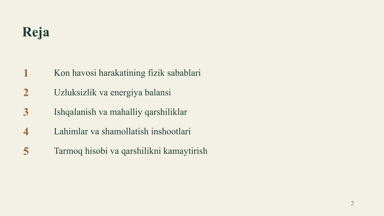 Kon havosi harakati va shamollatish inshootlari 2