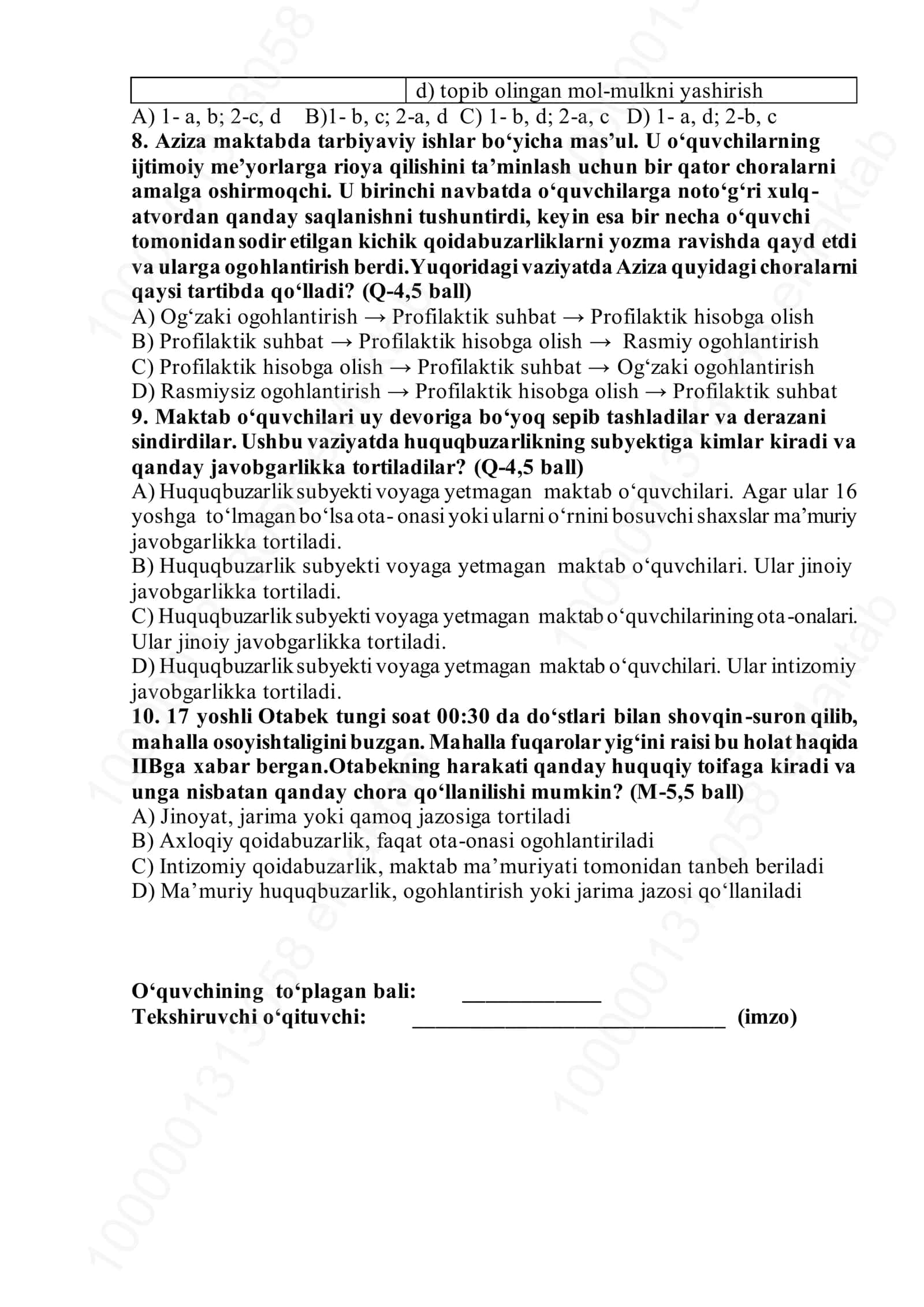 11-SINF Davlat huquqi asoslari ChSB - 1 2