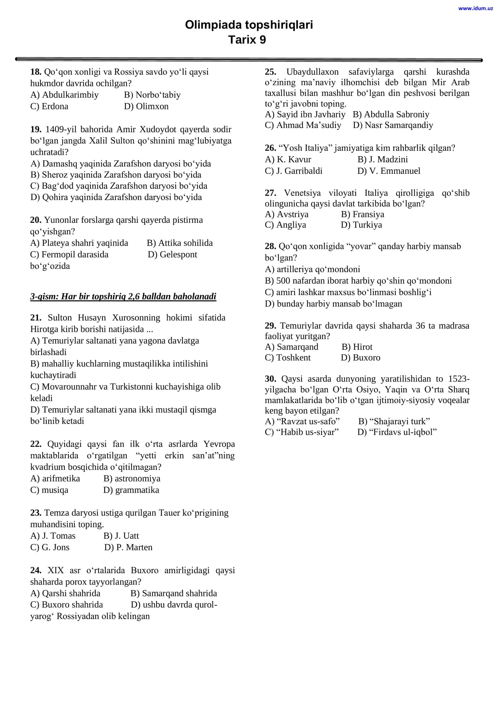 Olimpiada topshiriqlari 2
