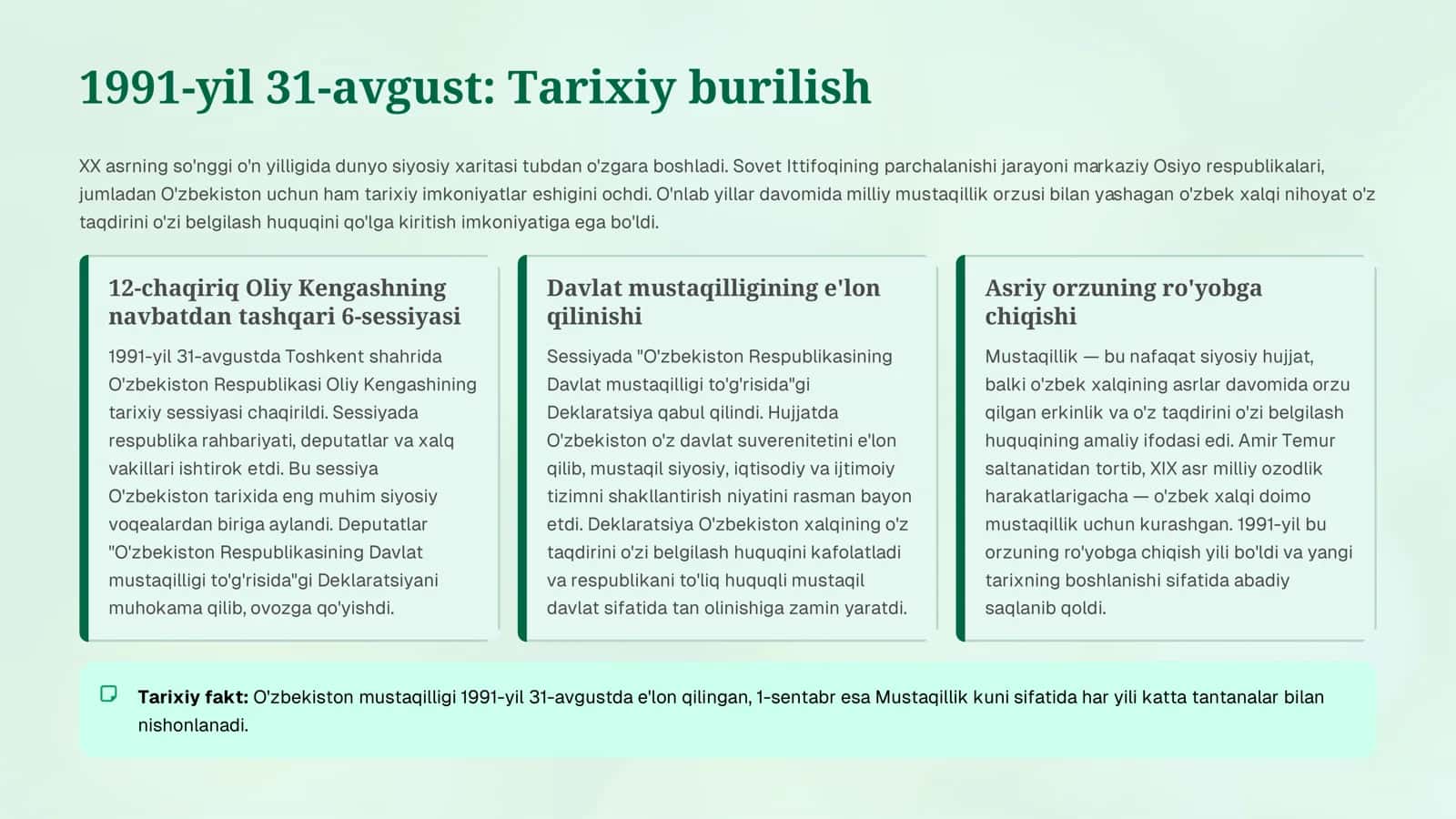 Mustaqillik: Vatan, Millat va Xalq uchun 2