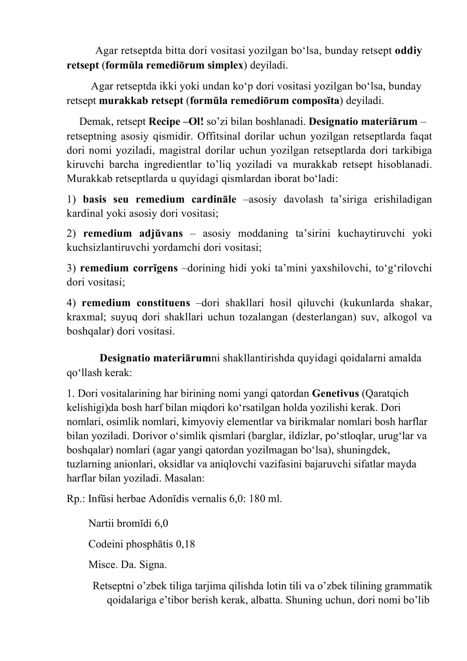 Retsept yozish qoidalari va uning strukturasi 2
