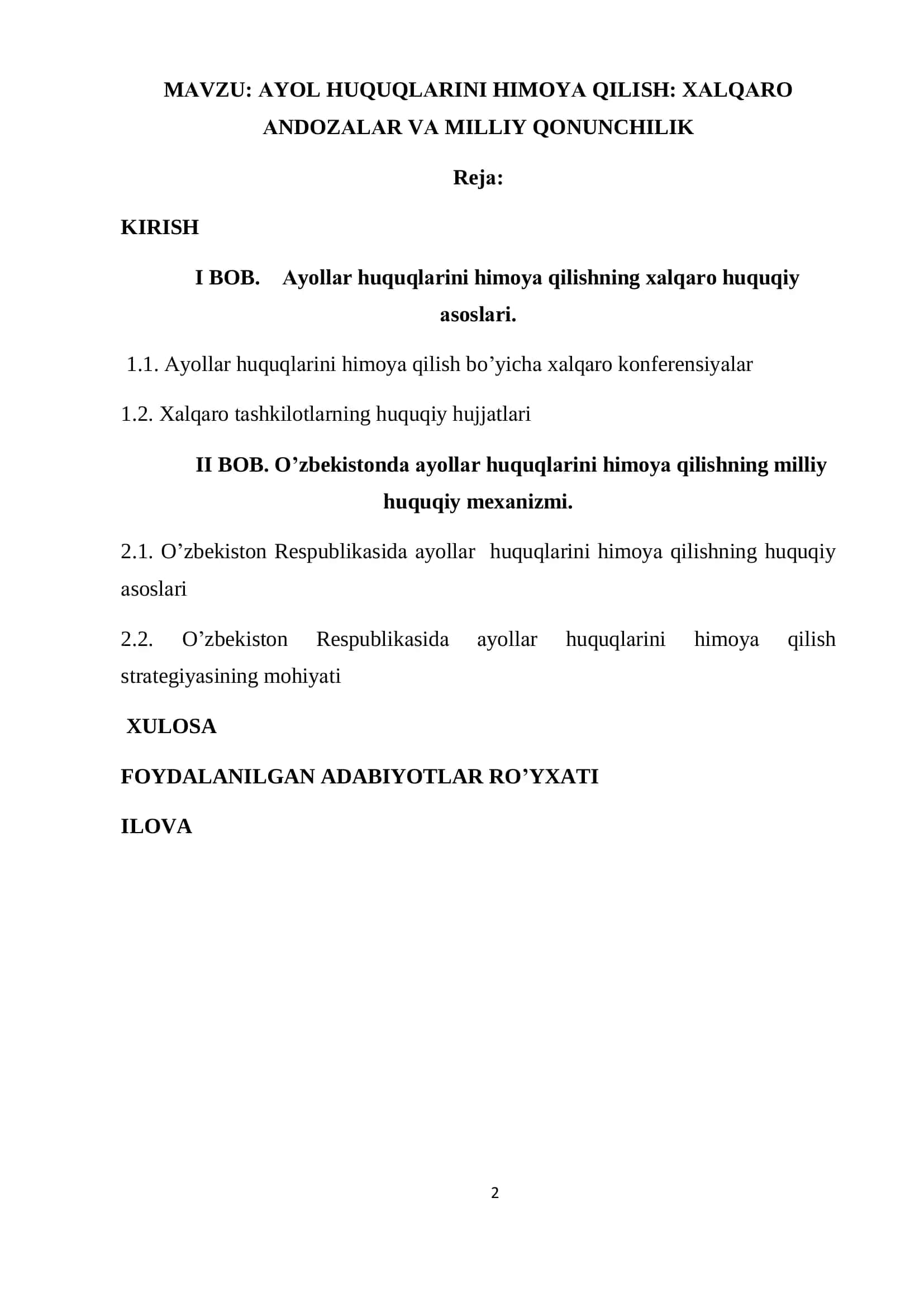 АYOL HUQUQLАRINI HIMOYА QILISH: XАLQАRO 2