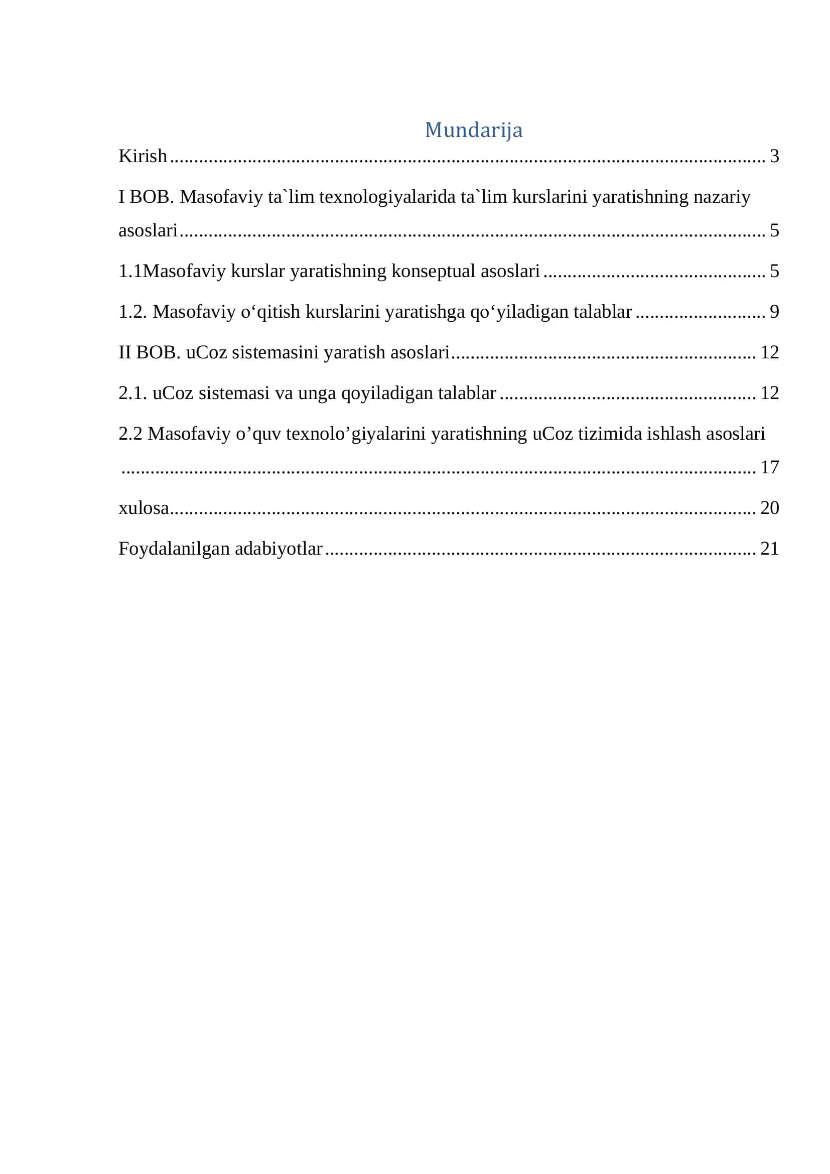 Masofaviy o'quv texnolo'giyalarini yaratishning uCoz tizimida ishlash asoslari 2