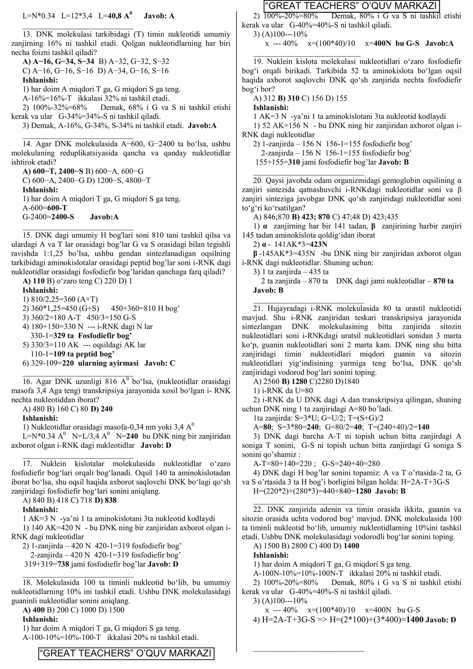 DNK masalar 2