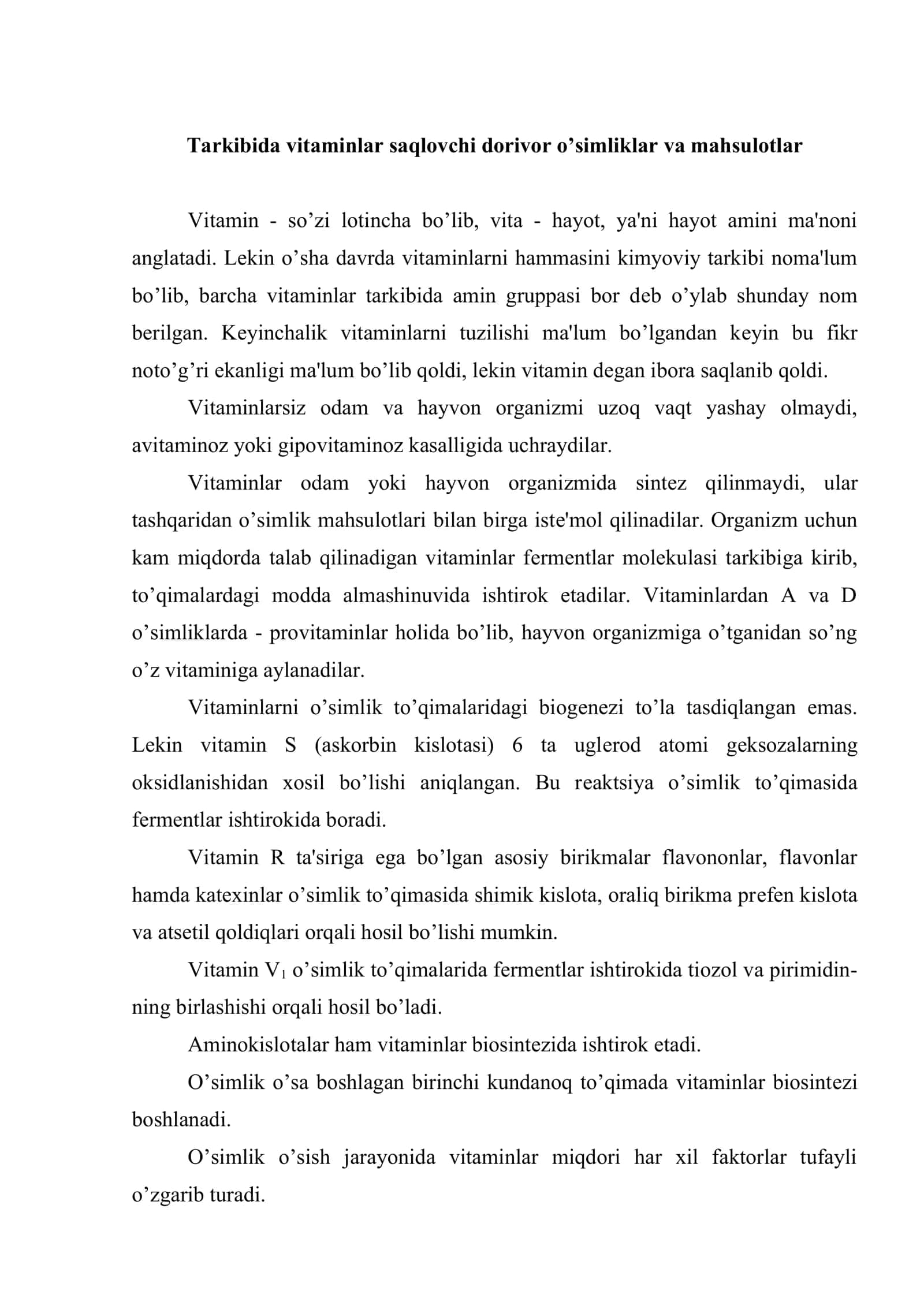 Tarkibida vitaminlar bo’lgan dorivor o’simliklar va mahsulotlar 2
