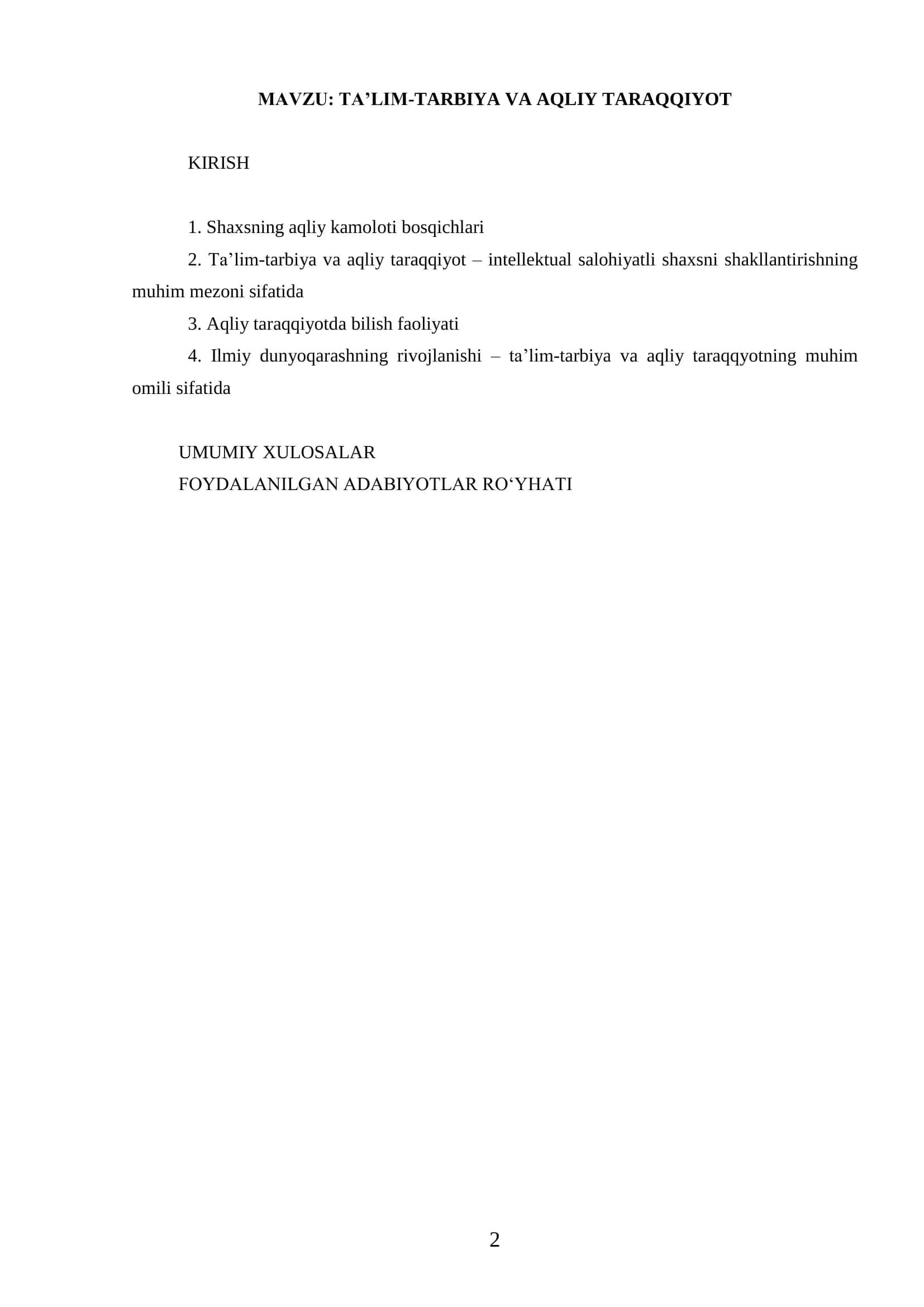 TA’LIM-TARBIYA VA AQLIY TARAQQIYOT 2