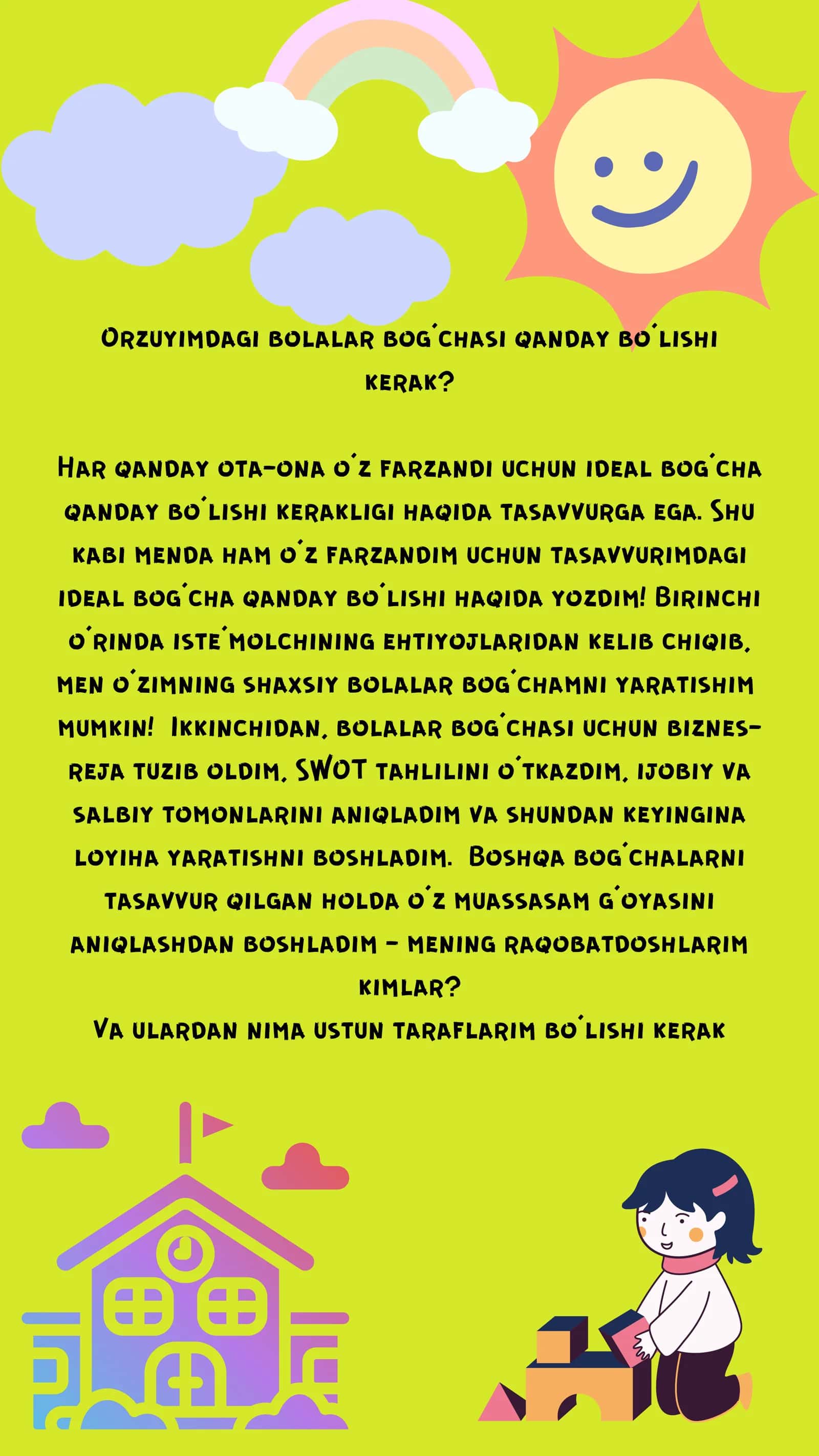 Orzuimdagi bolalar boģchasi 2
