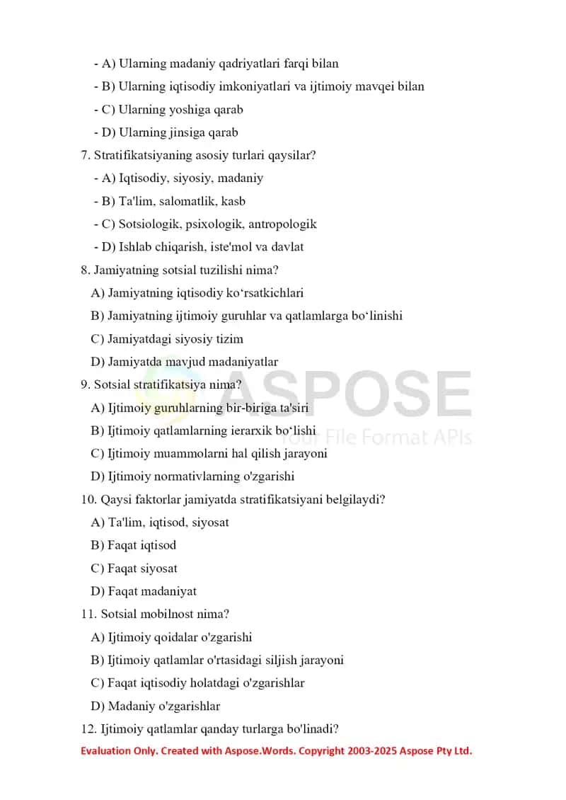 Sotsiologiya test 2