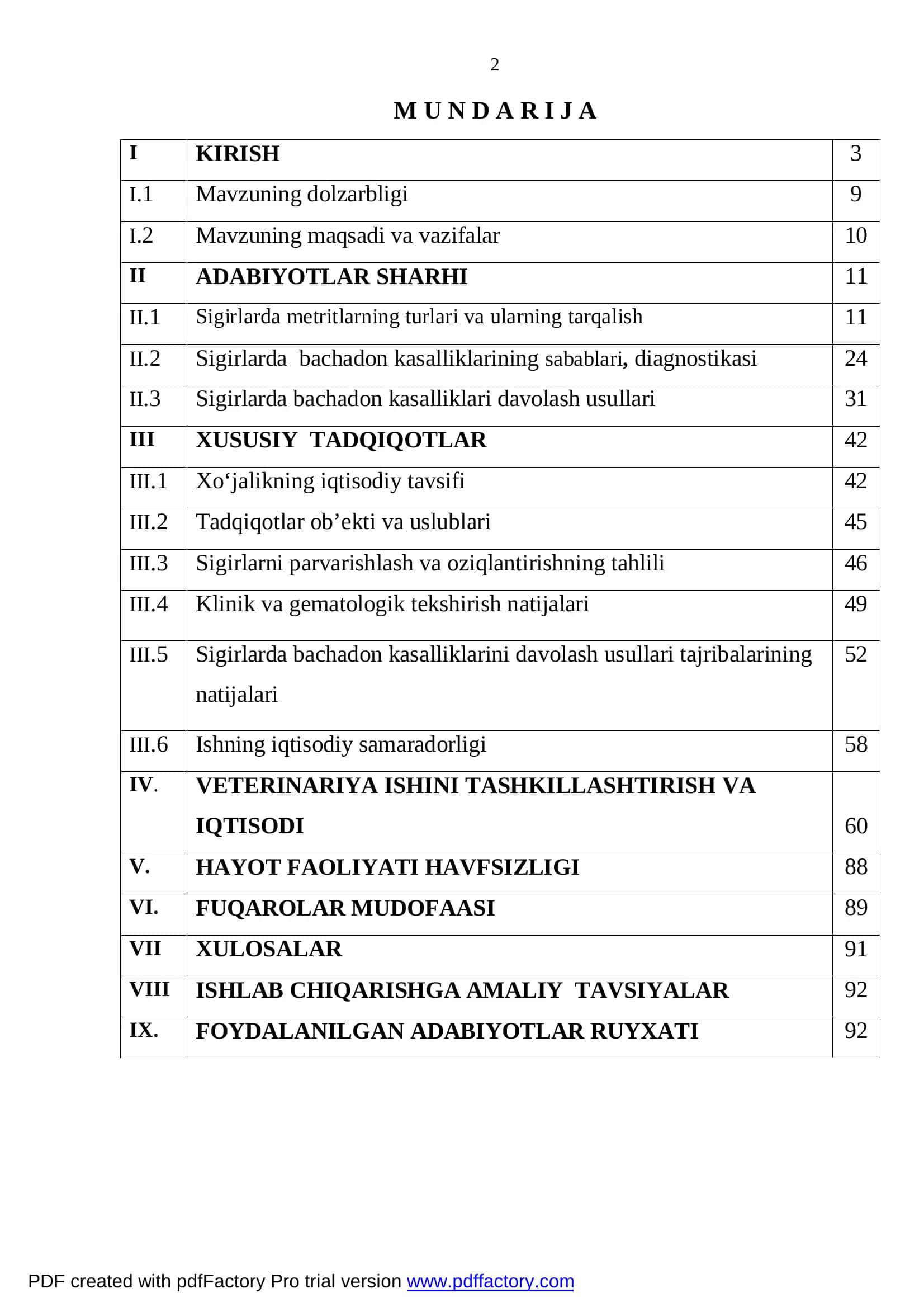 «Sigirlarda bachodonni yallig‘lanishini davolashni “Butasol-100” preparatini qo‘llash bilan takomillashtirish» 2