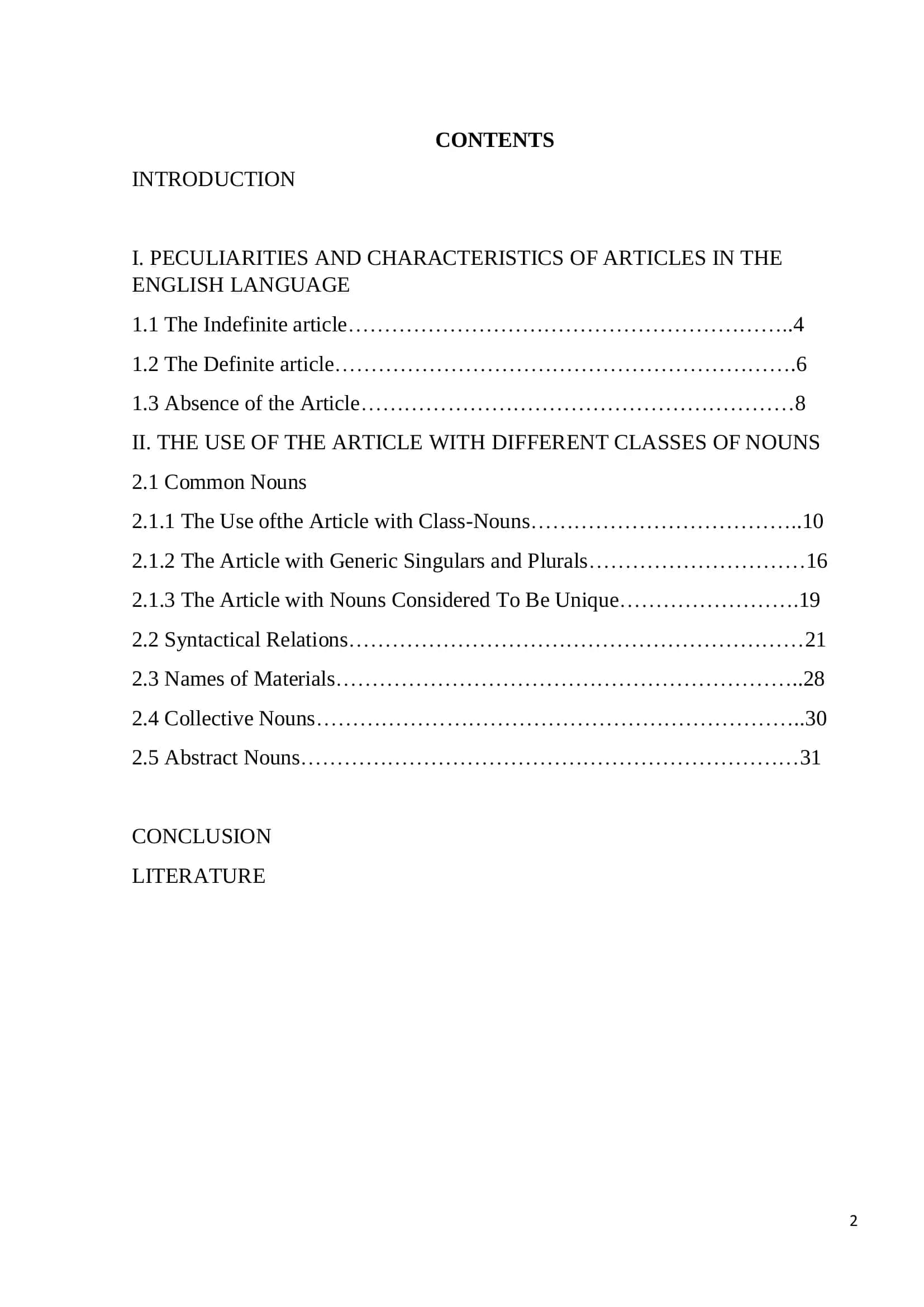 Peculiarities and characteristics of Articles in the English language 2