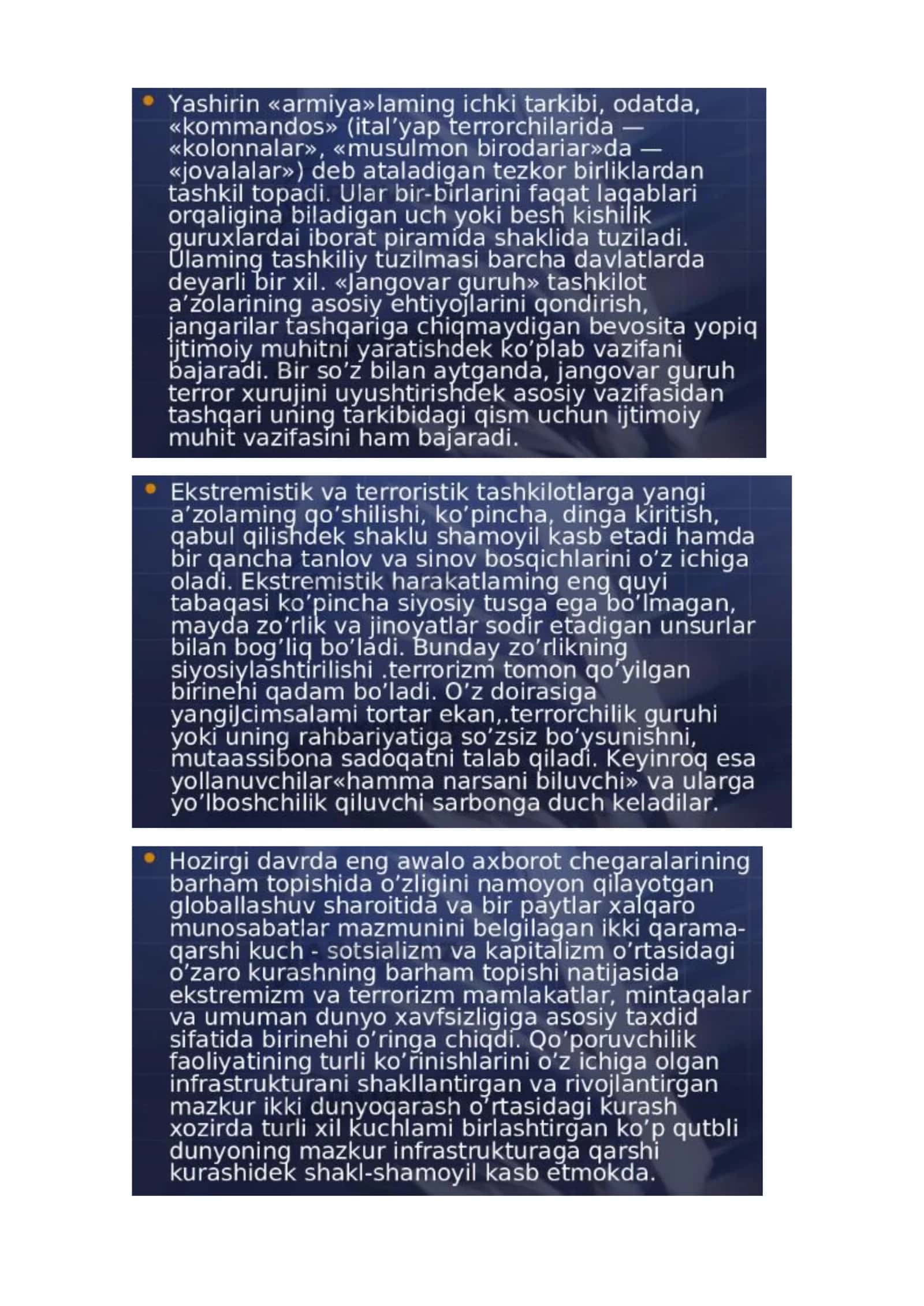 Ekstremizm va terrorizmning mazmun mohiyati va kelib chiqish sabablari 2