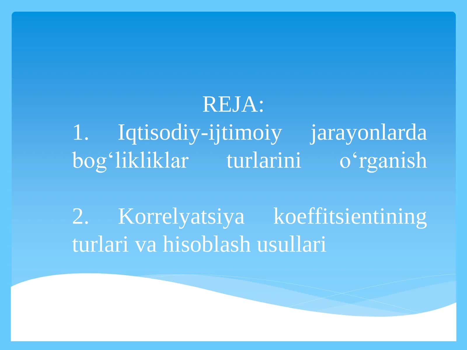 JUFT KORRELYATSION 2