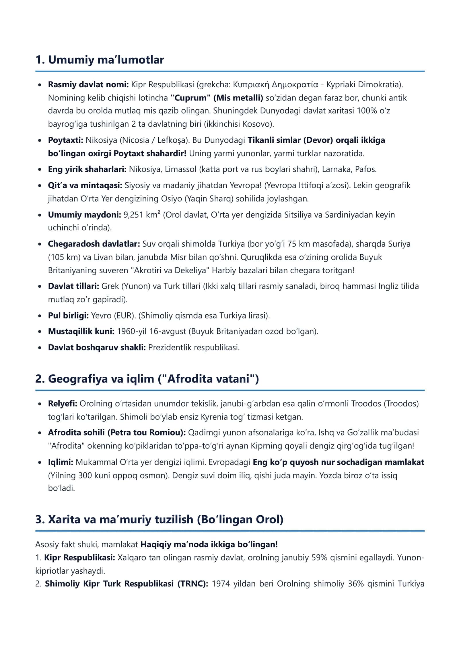 DUNYO DAVLATLARI ENSIKLOPEDIYASI Kipr Respublikasi 2