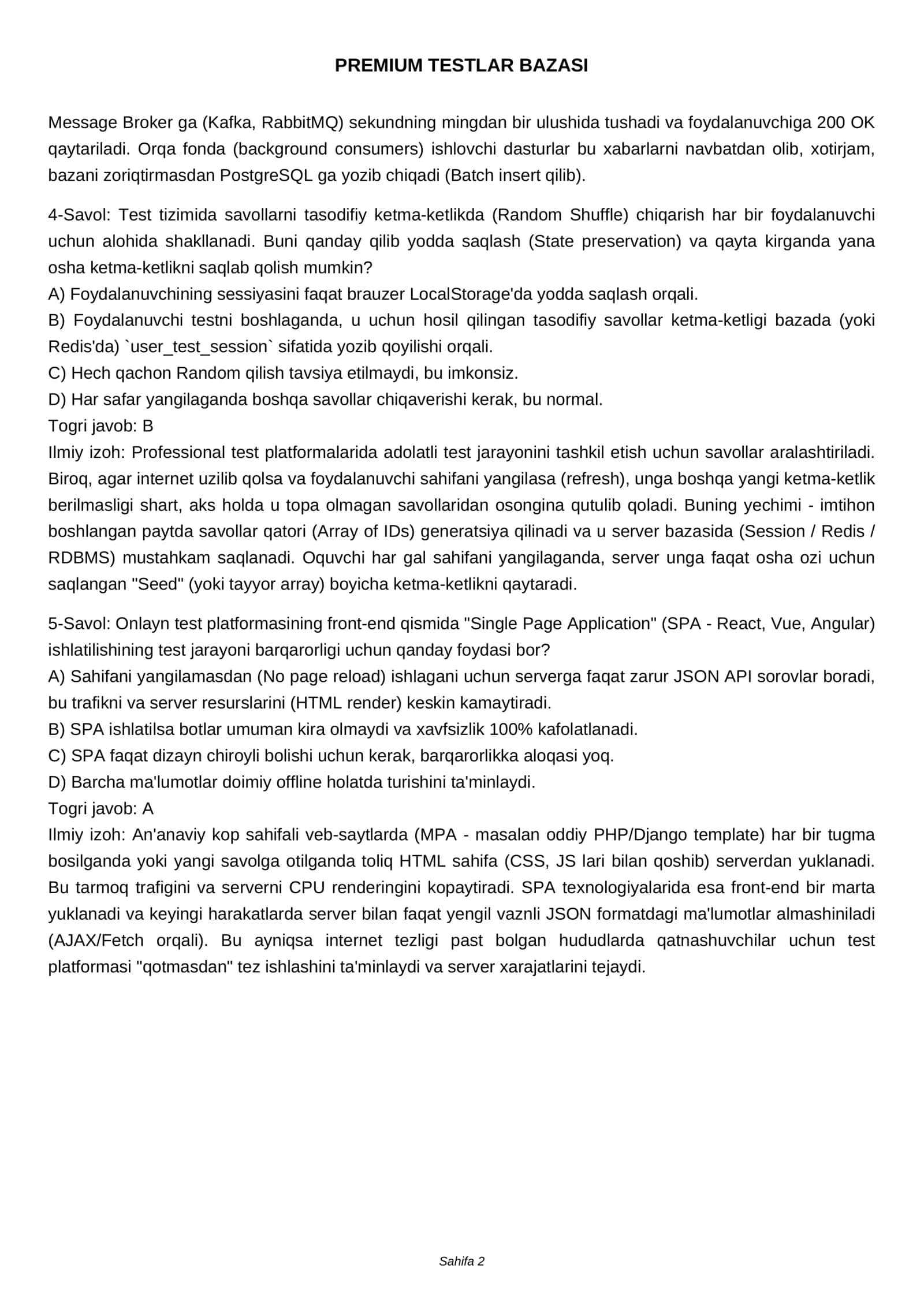 Noyob Testlar Bazasi 2