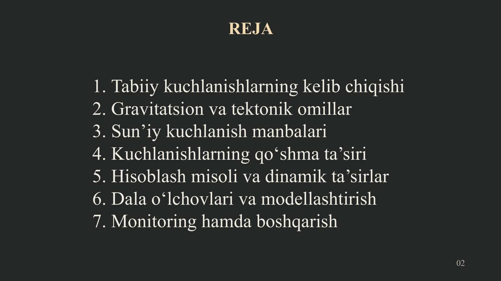 TOG‘ JINSLARI MEXANIKASI 2