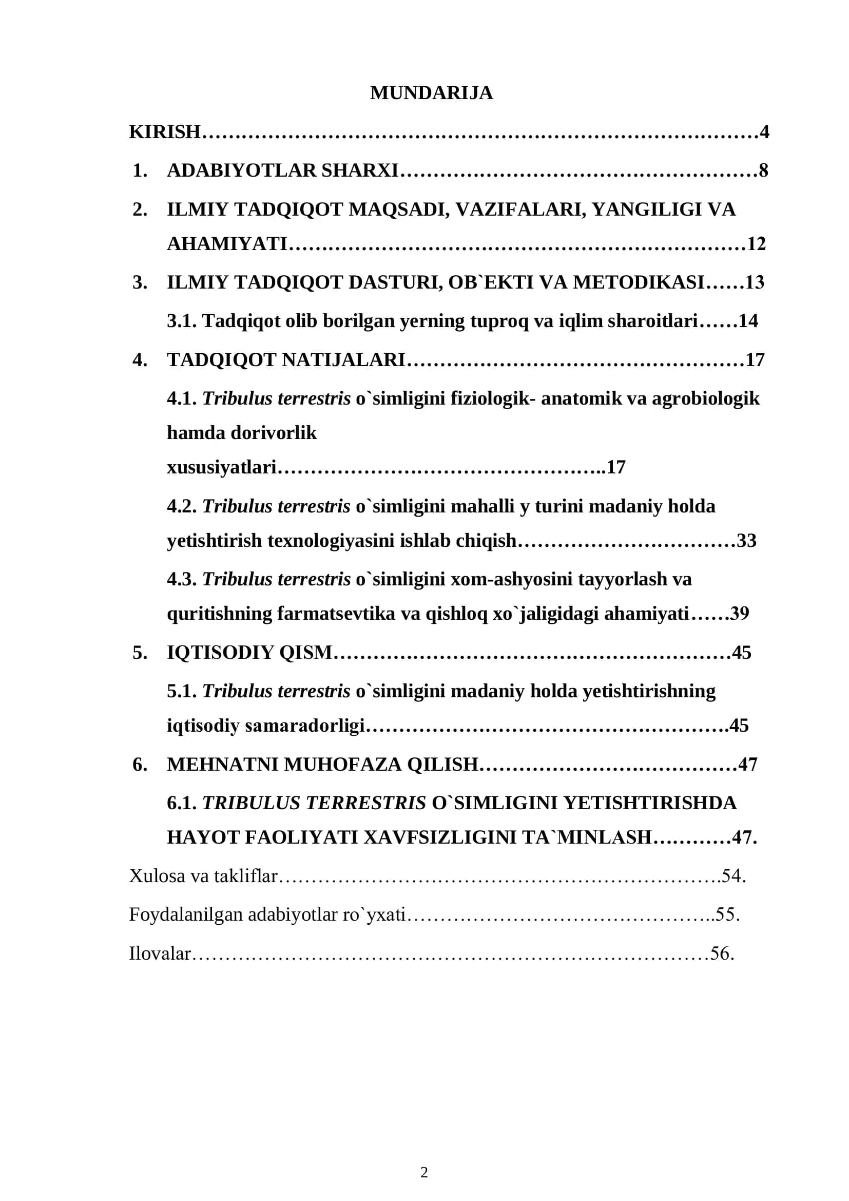 Tribulus Terrestris o`simligining madaniy holda yetishtirish va uni farmatsevtika sanoatidagi ahamiyati 2