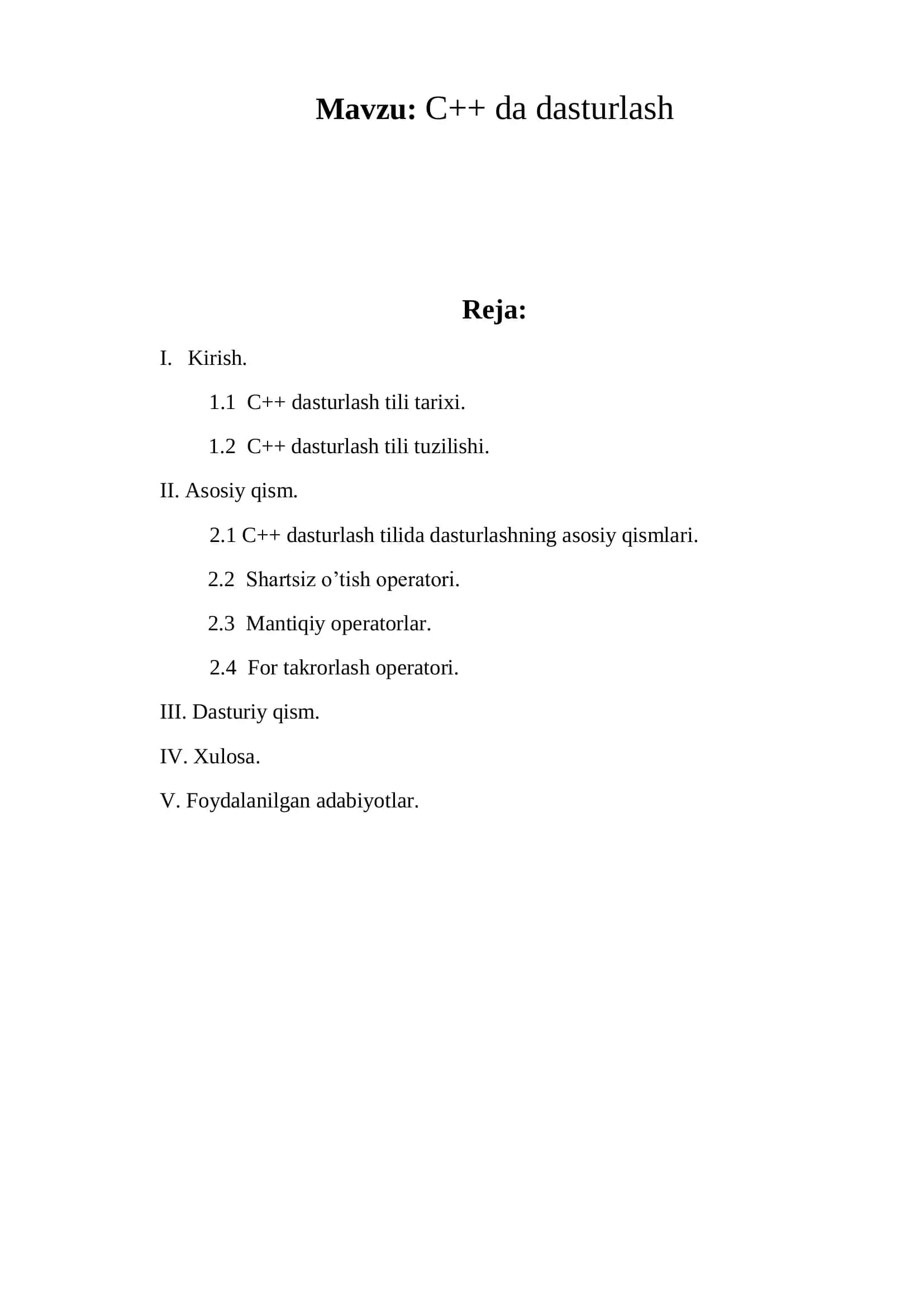 C++ da dasturlash 2