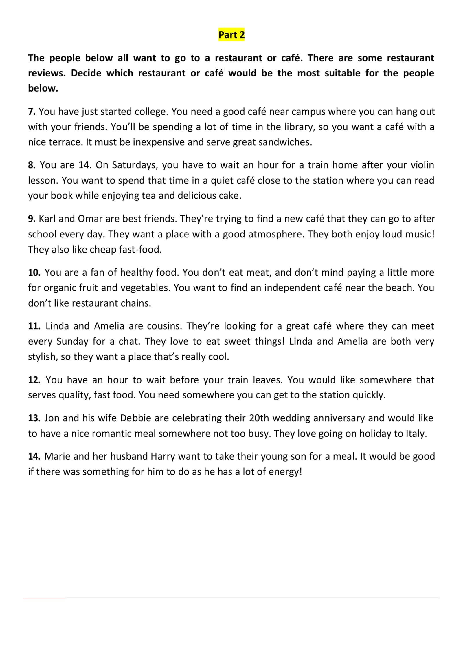 Part 1 - Reading Test 2