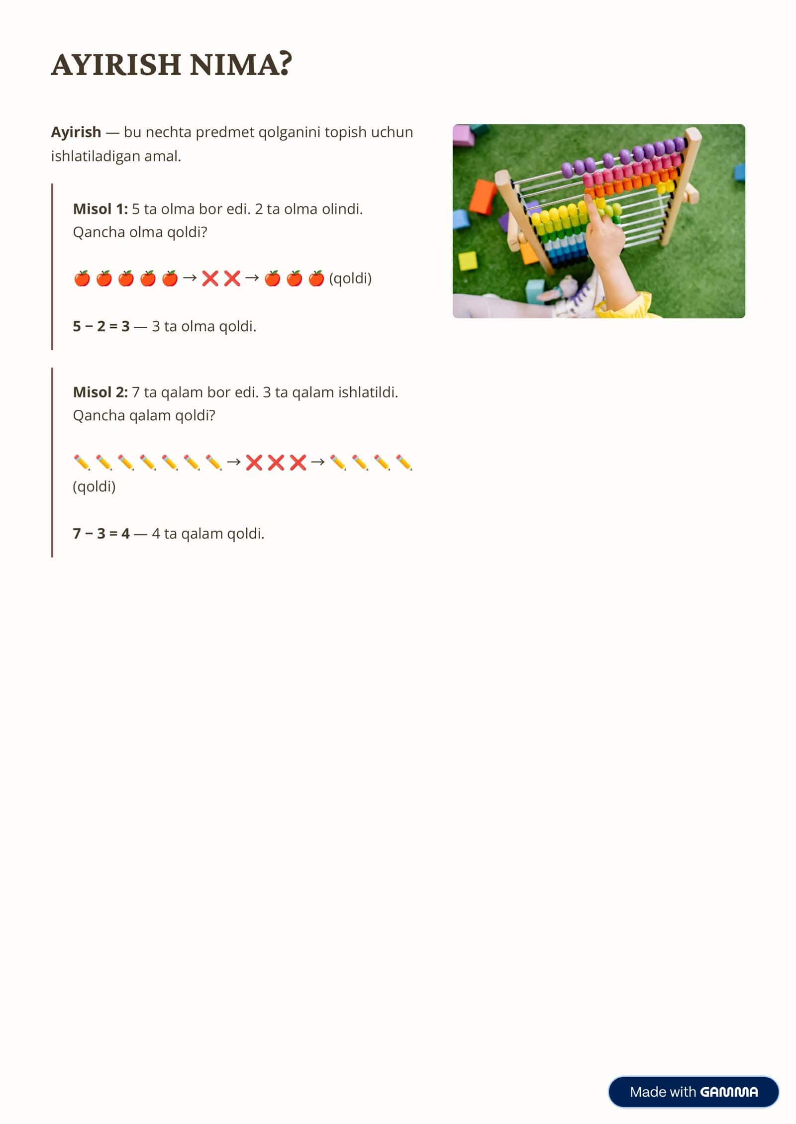 1-sinf matematika 10-ICHIDA-AYIRISH 2
