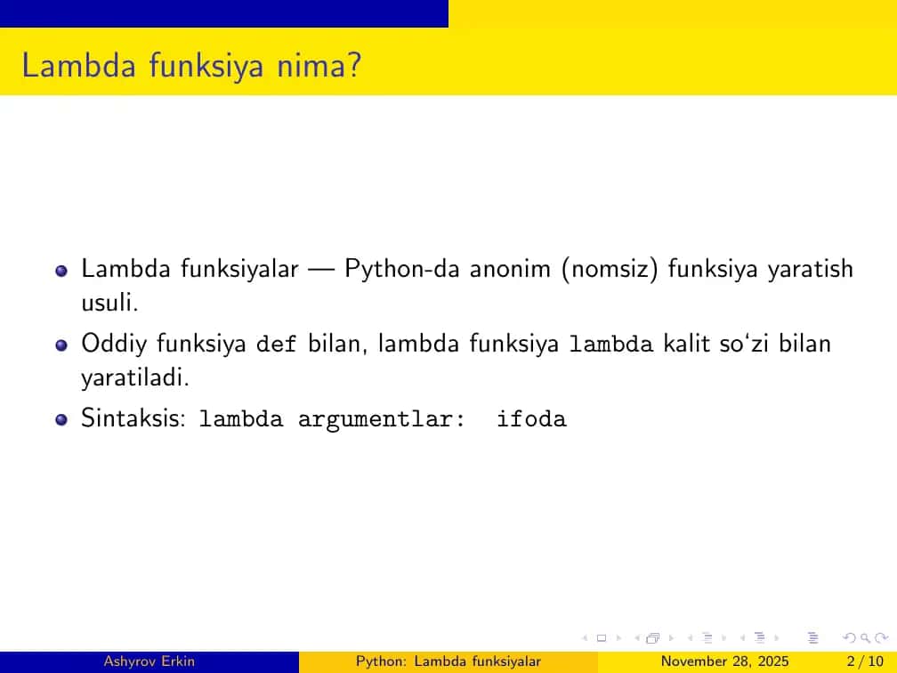 Python: Lambda funksiyalar 2