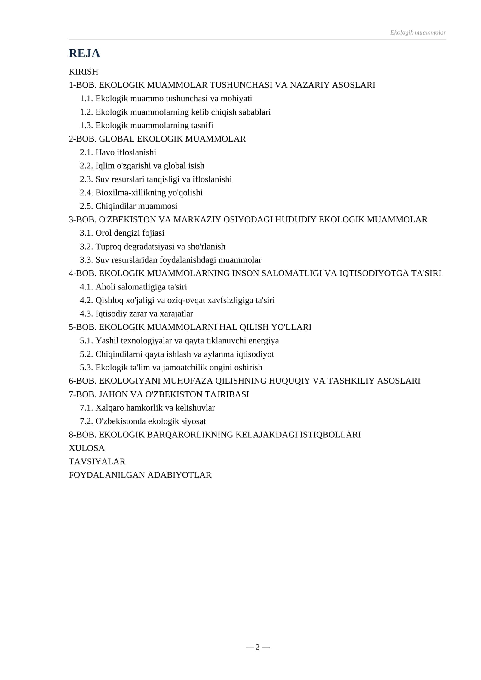 Referat ekologik muammolar 2