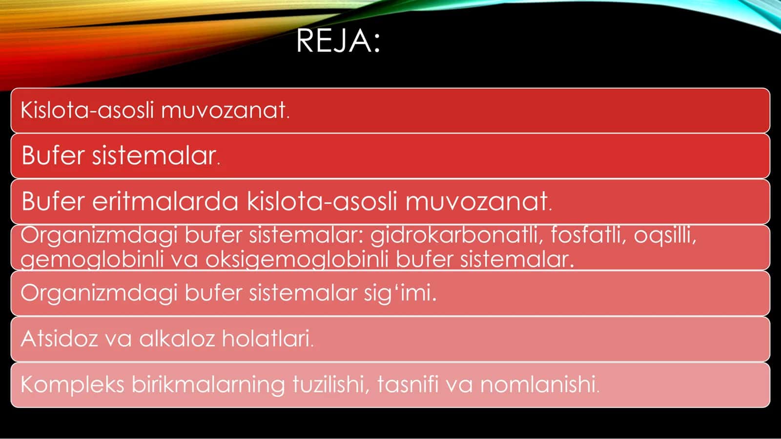 Kislota-asosli muvozanat. Bufer sistemalar 2