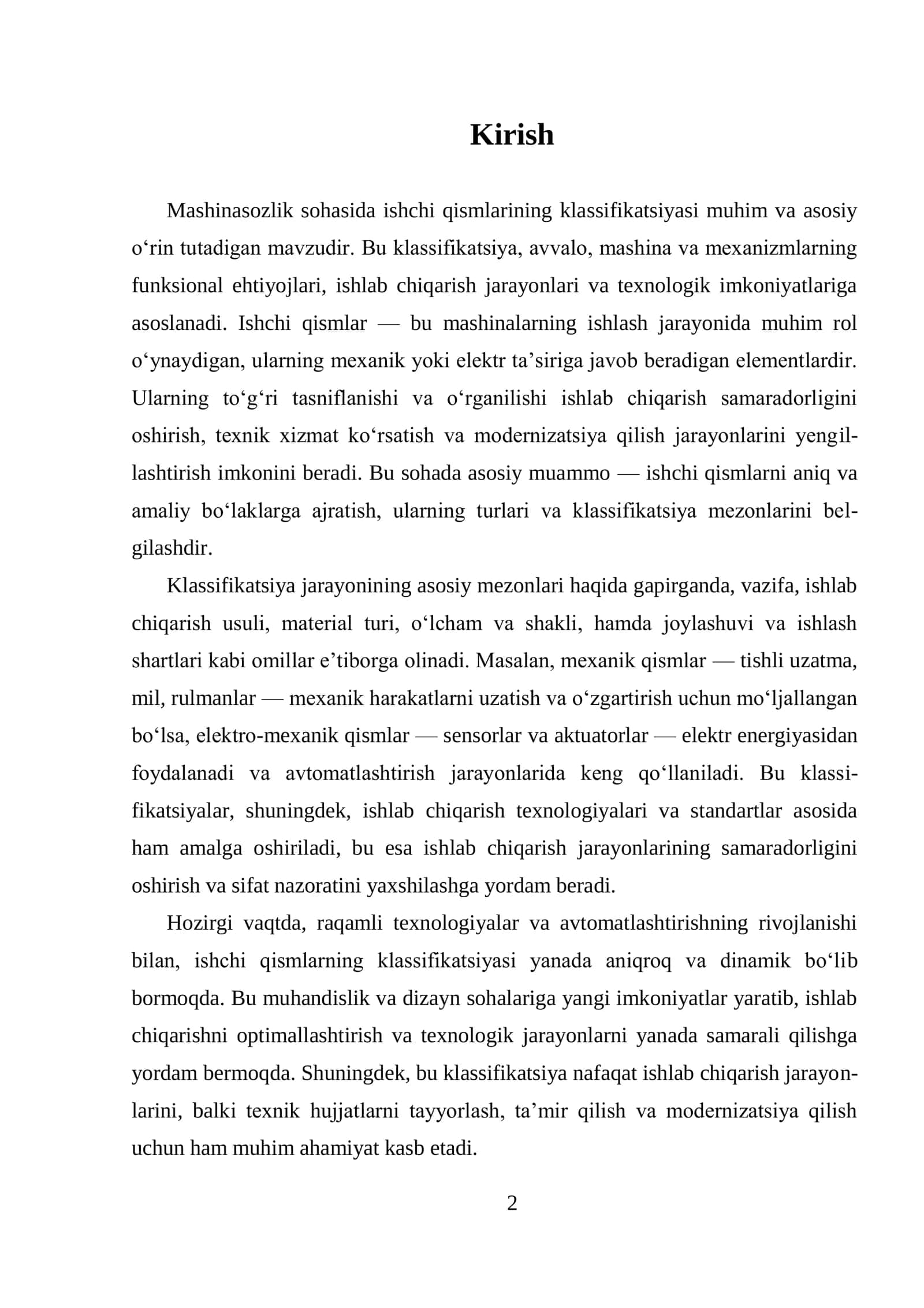 ISHCHI QISMLAR KLASSIFIKATSIYASI 2
