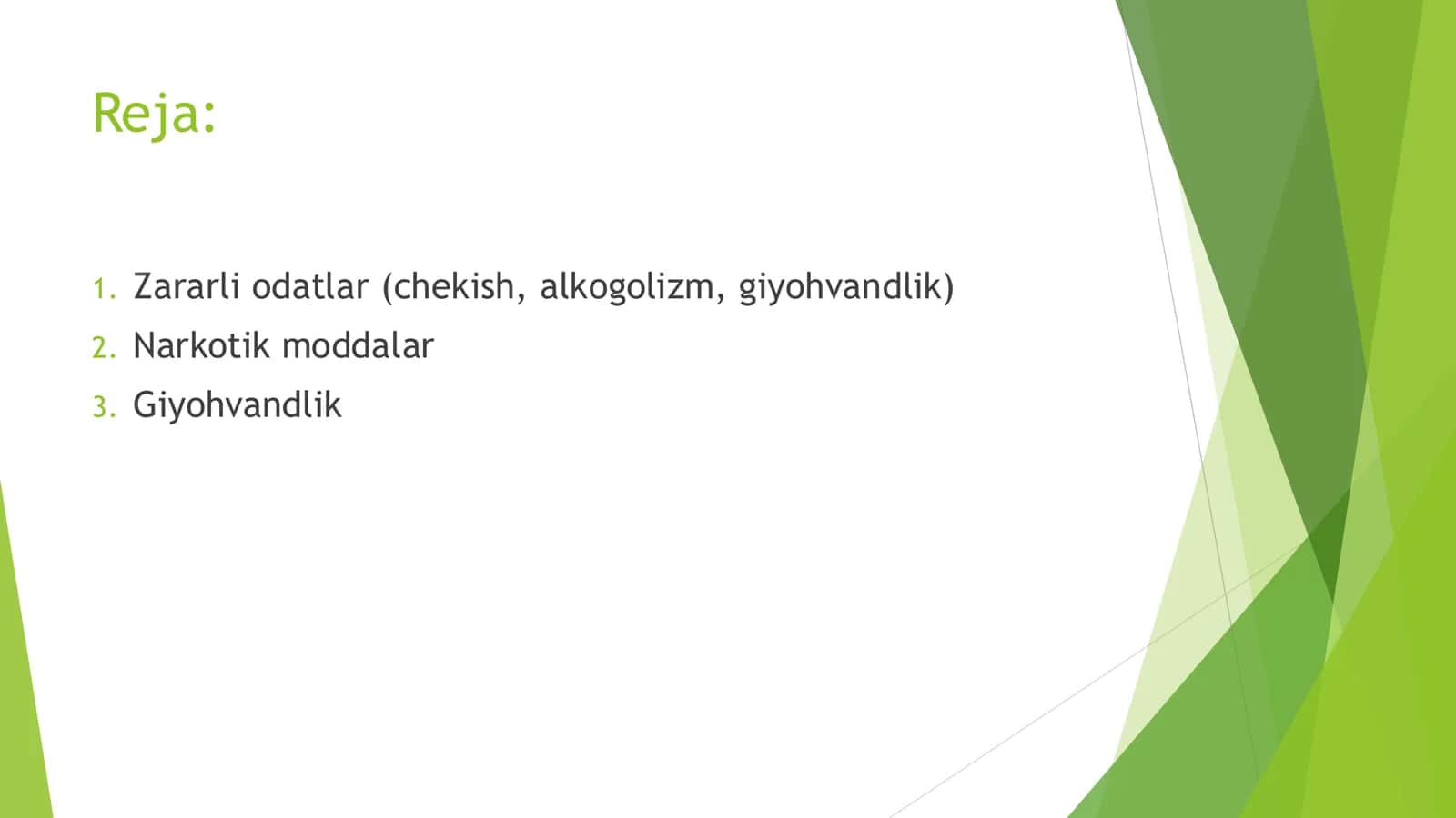 "Zararli odatlar –salomatlik kushandasi" Mustaqil ishi 2