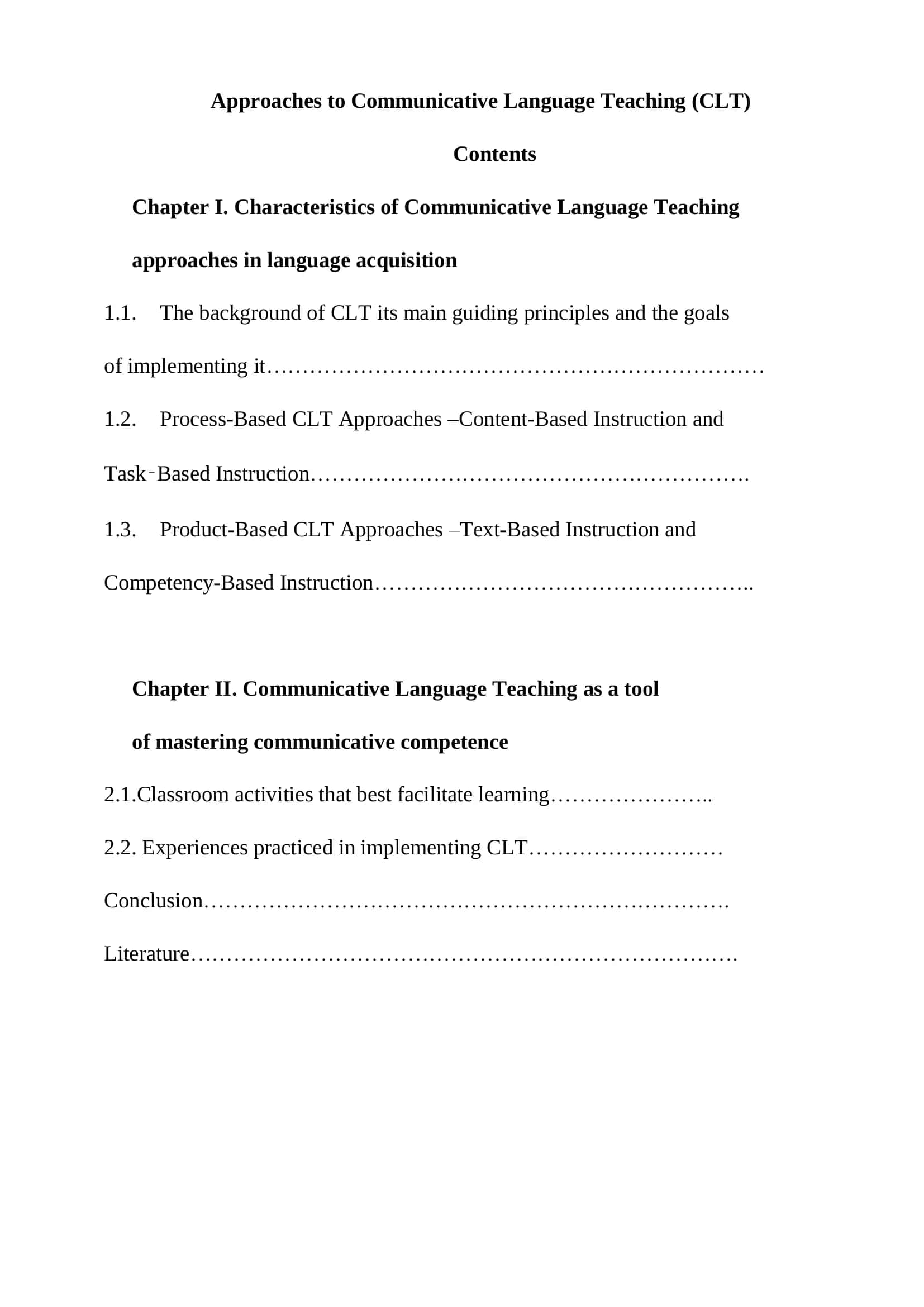 Approaches to Communicative Language Teaching (CLT) 2