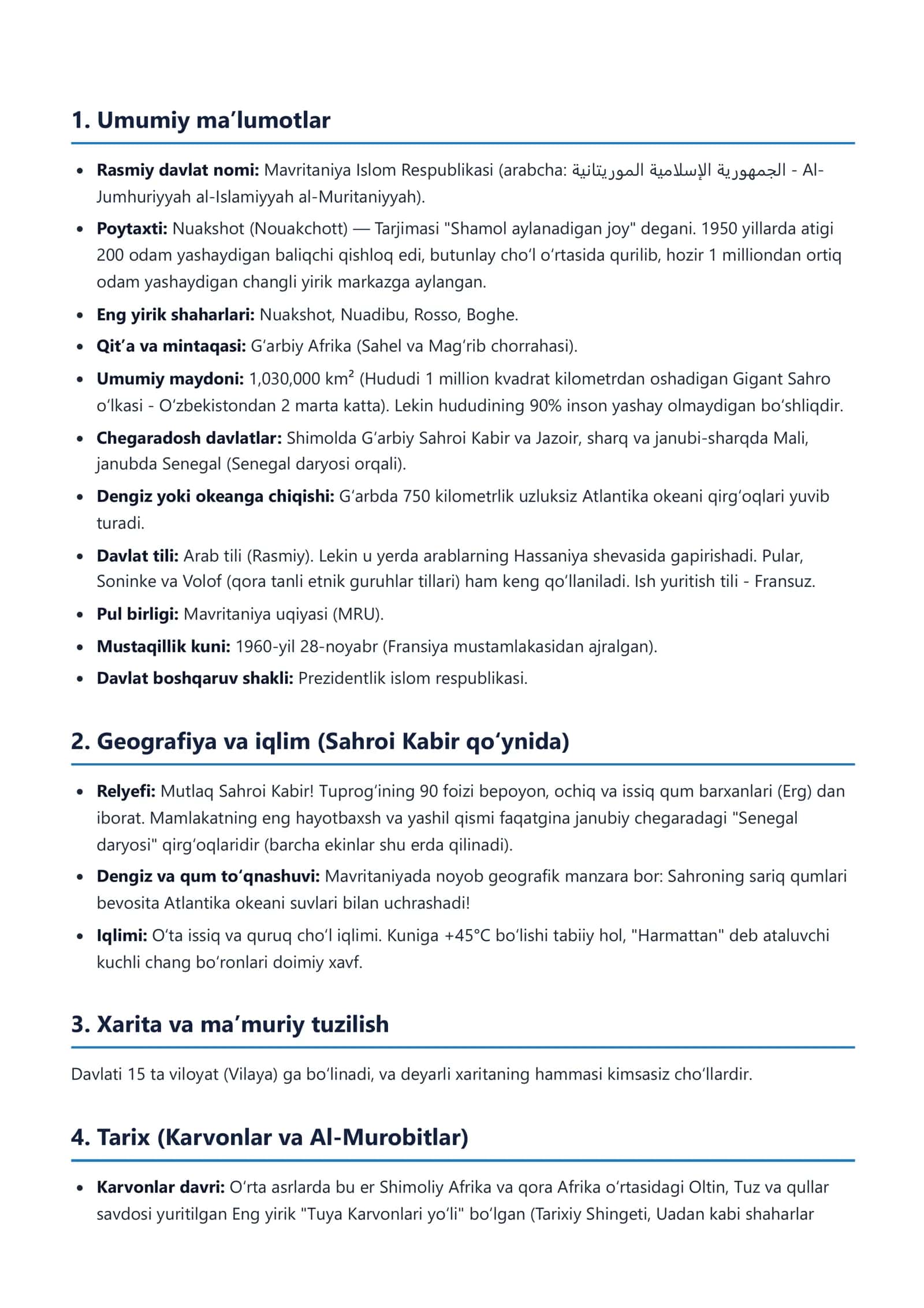 Dunyo Davlatlari Ensiklopediyasi: Mavritaniya Islom Respublikasi 2