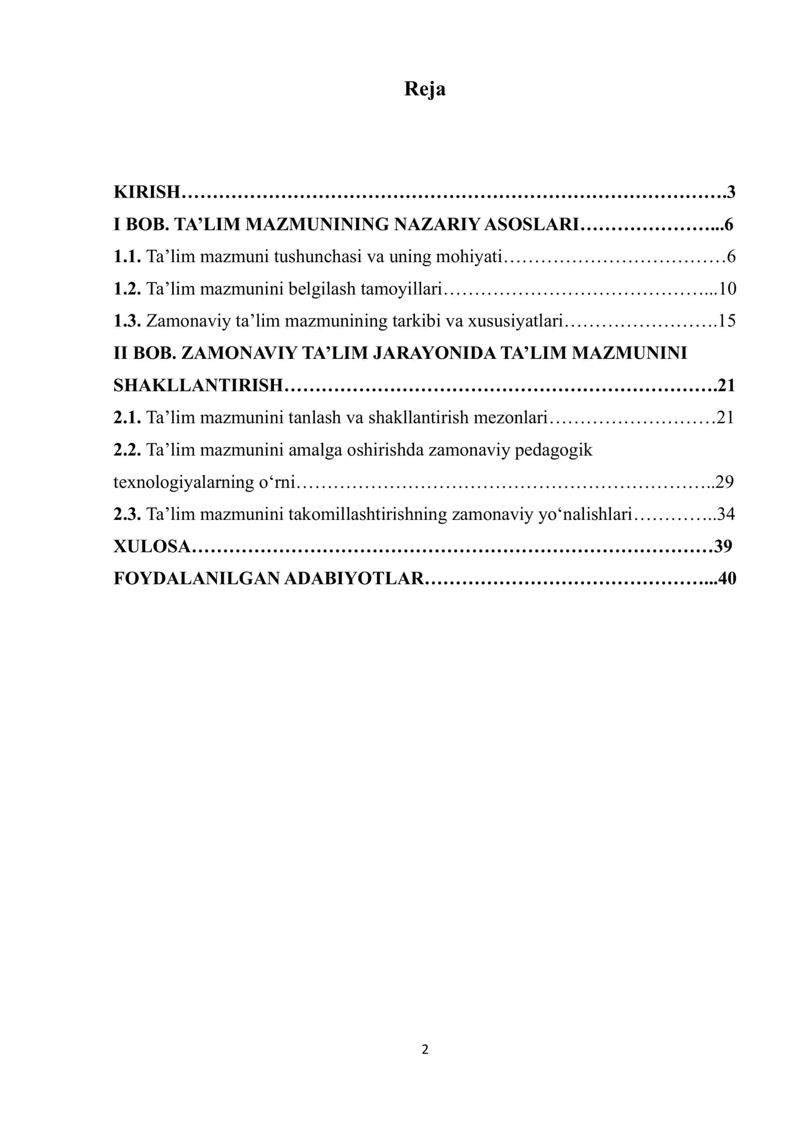 Taʼlimning mazmuni 2