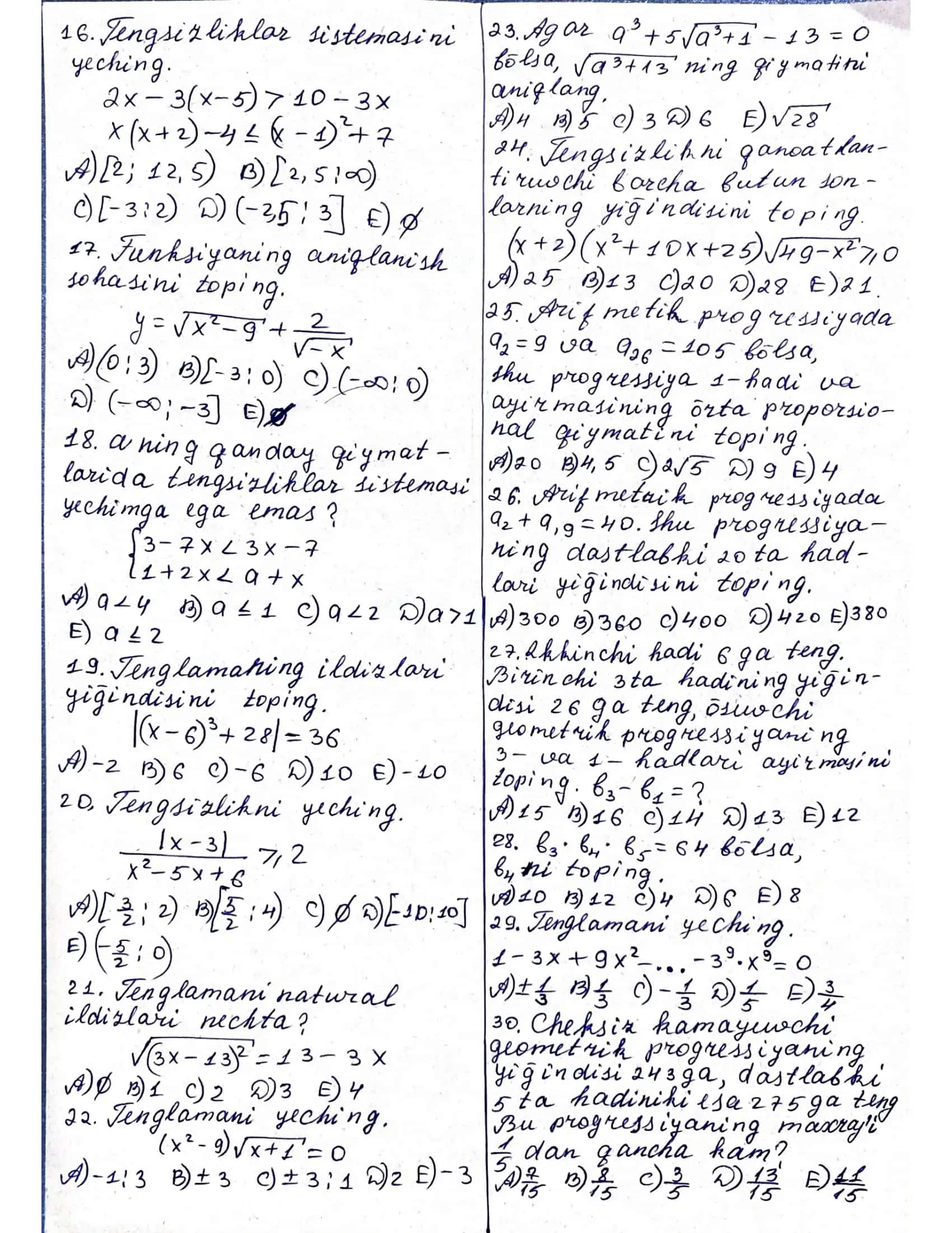 matematika test 2