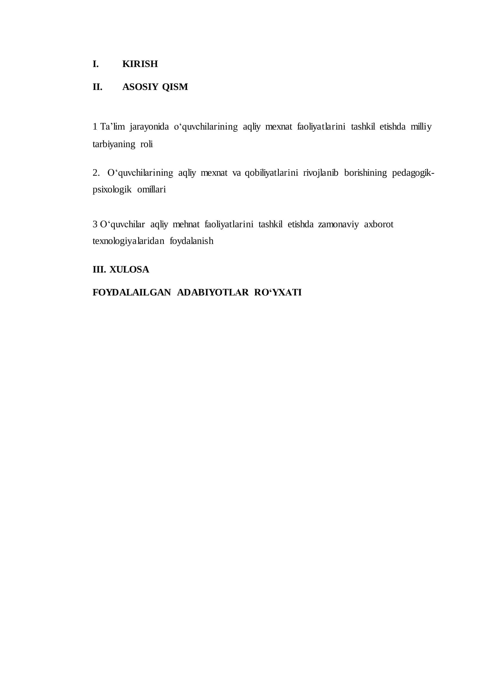 Pedagogika fanidan "Ta'lim jarayonida o'quvchilarning aqliy mexnat faoliyatlarini tashkil etishning nazariy asoslari" mavzusi 2